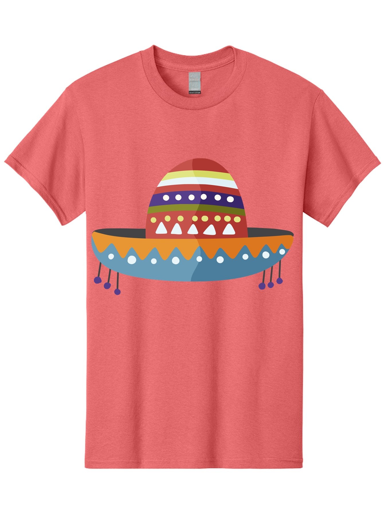 Sombrero Men'S Graphic Tee, 100% Cotton, Comfortable Casual Summer Wear, Machine Washable, Traditional Mexican Hat, Vibrant Colors, Festive Design, Cultural Heritage, Colorful Patterns, Decorative Elements, Fiesta Theme Aad759 14
