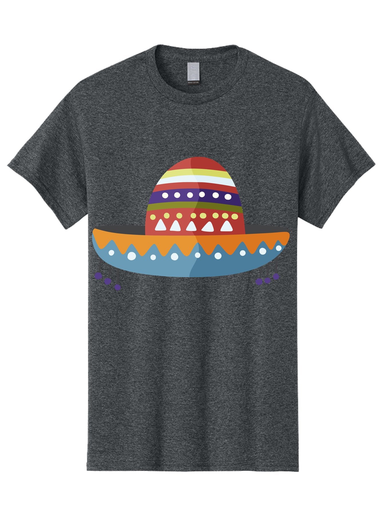 Sombrero Men'S Graphic Tee, 100% Cotton, Comfortable Casual Summer Wear, Machine Washable, Traditional Mexican Hat, Vibrant Colors, Festive Design, Cultural Heritage, Colorful Patterns, Decorative Elements, Fiesta Theme Aad759