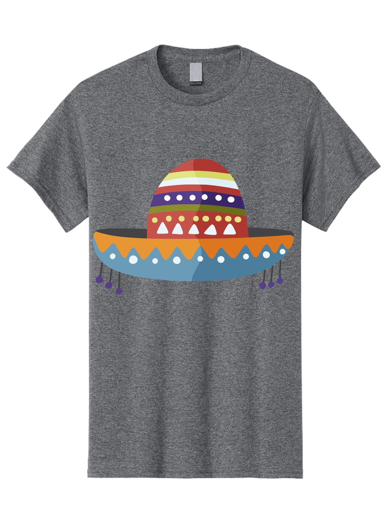 Sombrero Men'S Graphic Tee, 100% Cotton, Comfortable Casual Summer Wear, Machine Washable, Traditional Mexican Hat, Vibrant Colors, Festive Design, Cultural Heritage, Colorful Patterns, Decorative Elements, Fiesta Theme Aad759