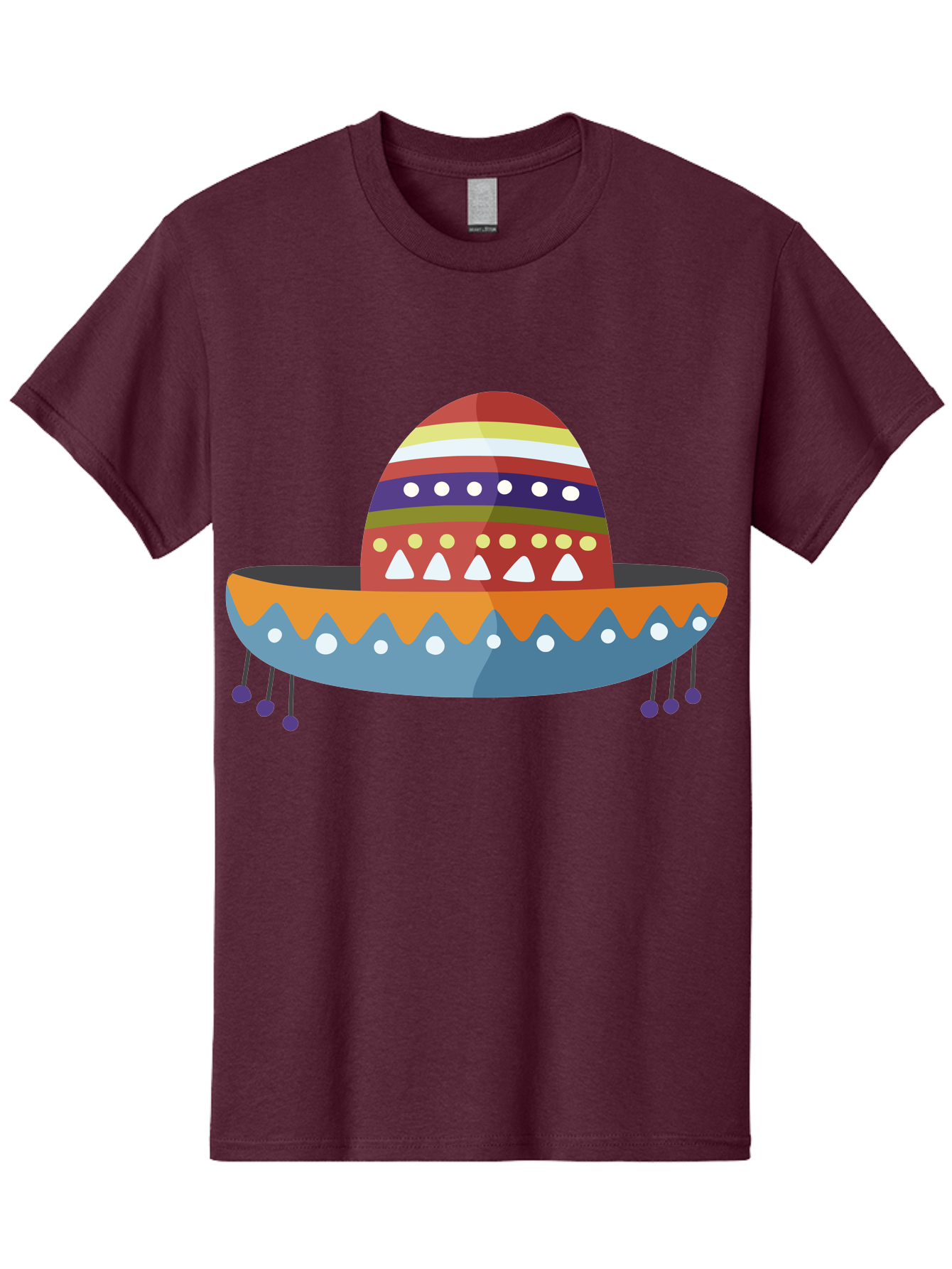 Sombrero Men'S Graphic Tee, 100% Cotton, Comfortable Casual Summer Wear, Machine Washable, Traditional Mexican Hat, Vibrant Colors, Festive Design, Cultural Heritage, Colorful Patterns, Decorative Elements, Fiesta Theme Aad759 13