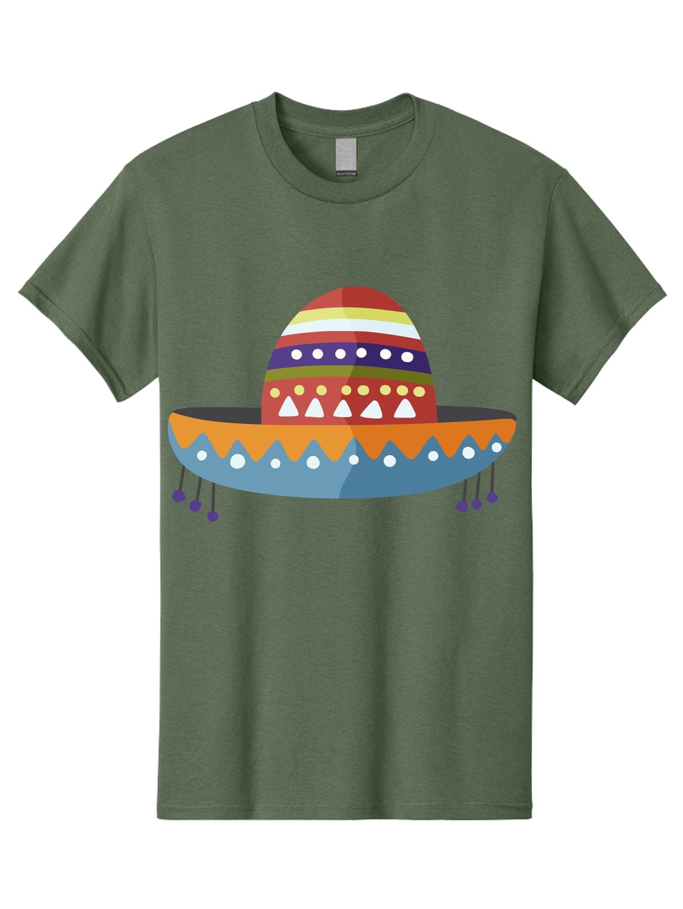 Sombrero Men'S Graphic Tee, 100% Cotton, Comfortable Casual Summer Wear, Machine Washable, Traditional Mexican Hat, Vibrant Colors, Festive Design, Cultural Heritage, Colorful Patterns, Decorative Elements, Fiesta Theme Aad759 13