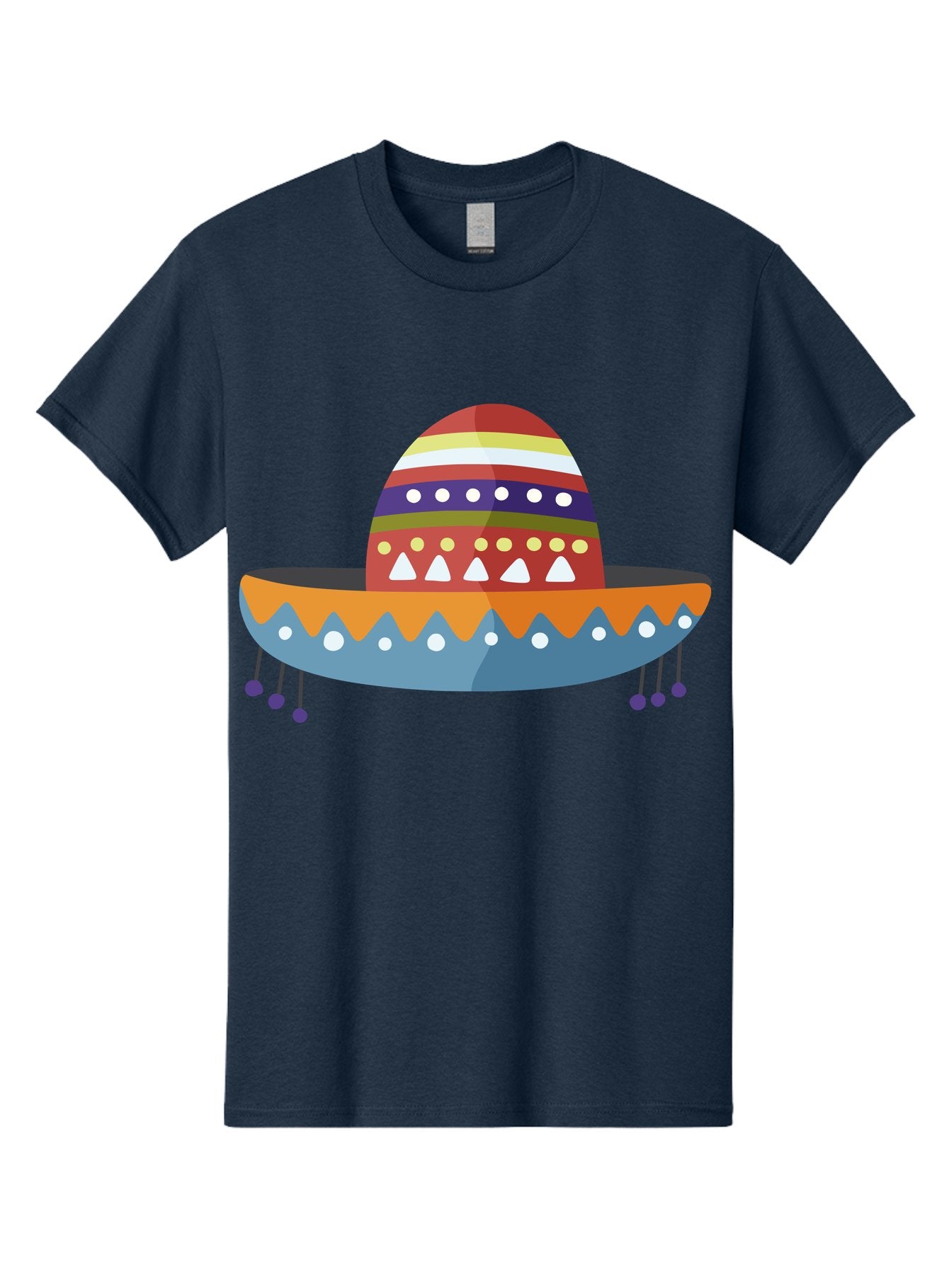 Sombrero Men'S Graphic Tee, 100% Cotton, Comfortable Casual Summer Wear, Machine Washable, Traditional Mexican Hat, Vibrant Colors, Festive Design, Cultural Heritage, Colorful Patterns, Decorative Elements, Fiesta Theme Aad759 4