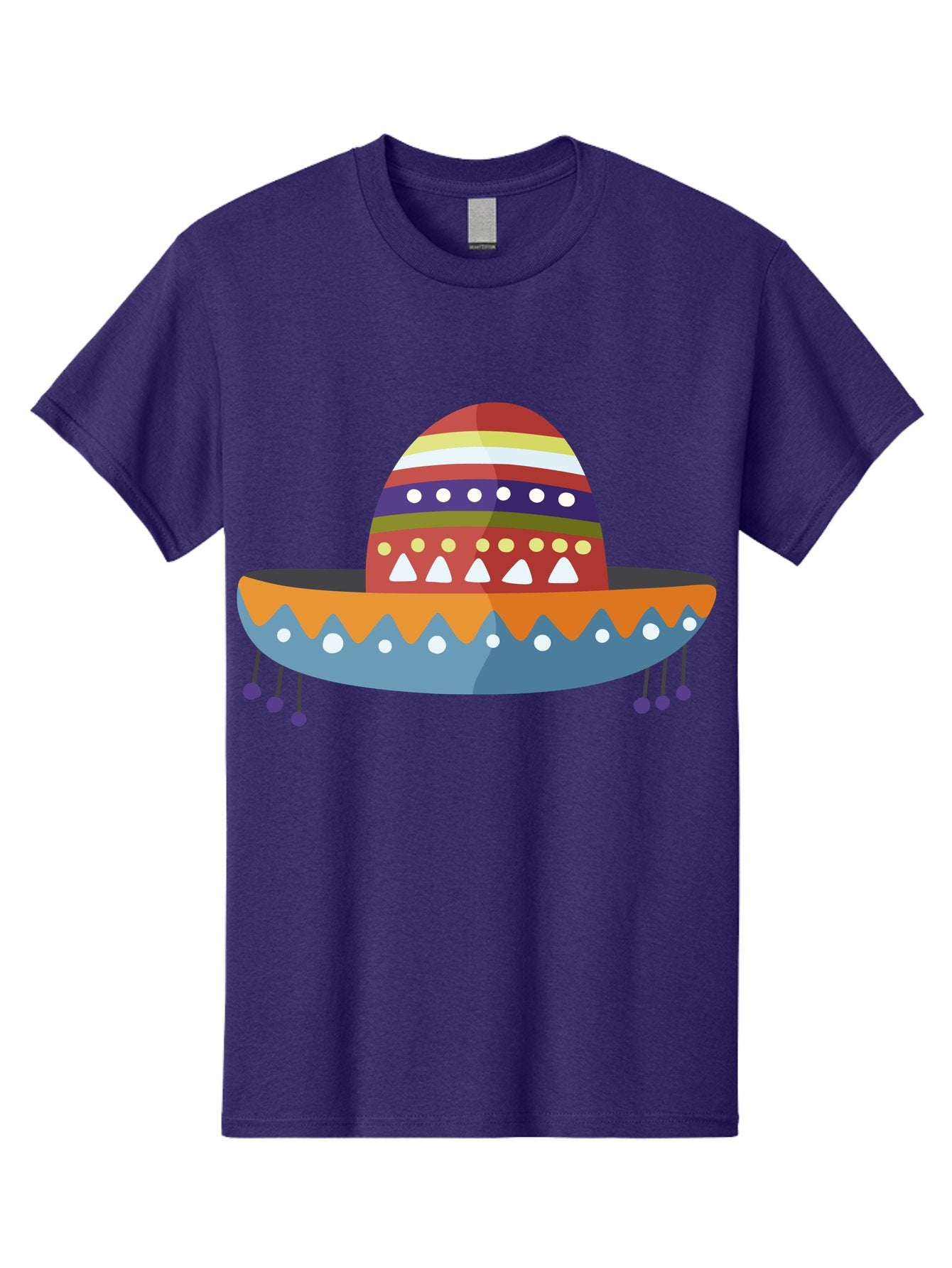 Sombrero Men'S Graphic Tee, 100% Cotton, Comfortable Casual Summer Wear, Machine Washable, Traditional Mexican Hat, Vibrant Colors, Festive Design, Cultural Heritage, Colorful Patterns, Decorative Elements, Fiesta Theme Aad759 9