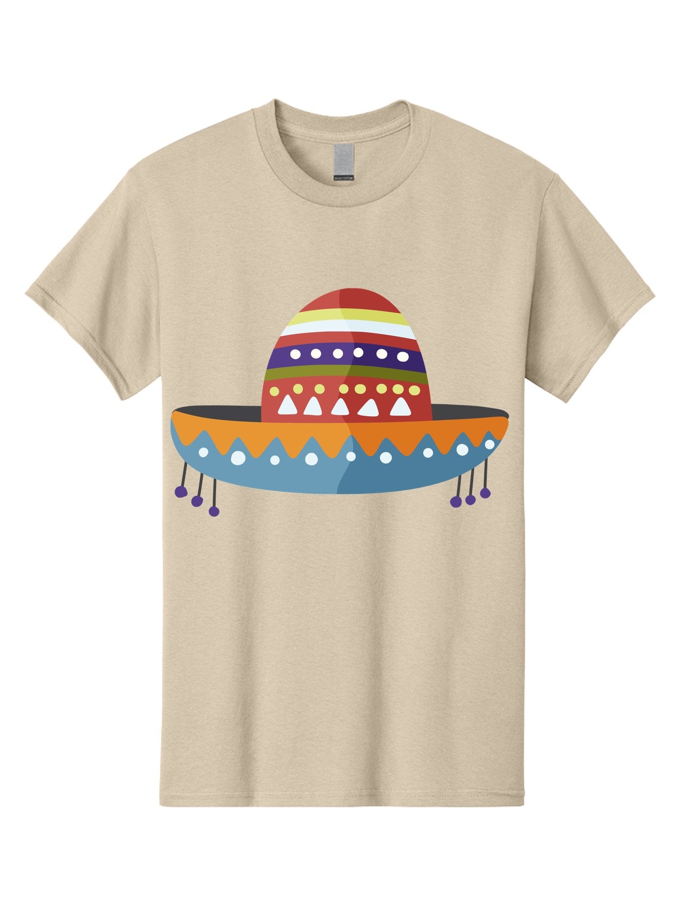 Sombrero Men'S Graphic Tee, 100% Cotton, Comfortable Casual Summer Wear, Machine Washable, Traditional Mexican Hat, Vibrant Colors, Festive Design, Cultural Heritage, Colorful Patterns, Decorative Elements, Fiesta Theme Aad759 10