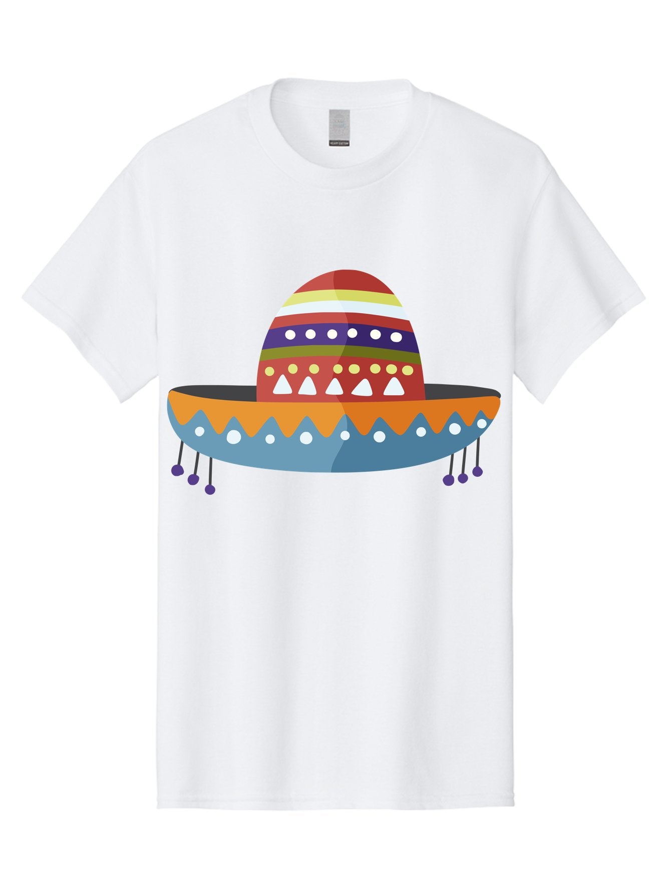 Sombrero Men'S Graphic Tee, 100% Cotton, Comfortable Casual Summer Wear, Machine Washable, Traditional Mexican Hat, Vibrant Colors, Festive Design, Cultural Heritage, Colorful Patterns, Decorative Elements, Fiesta Theme Aad759 8