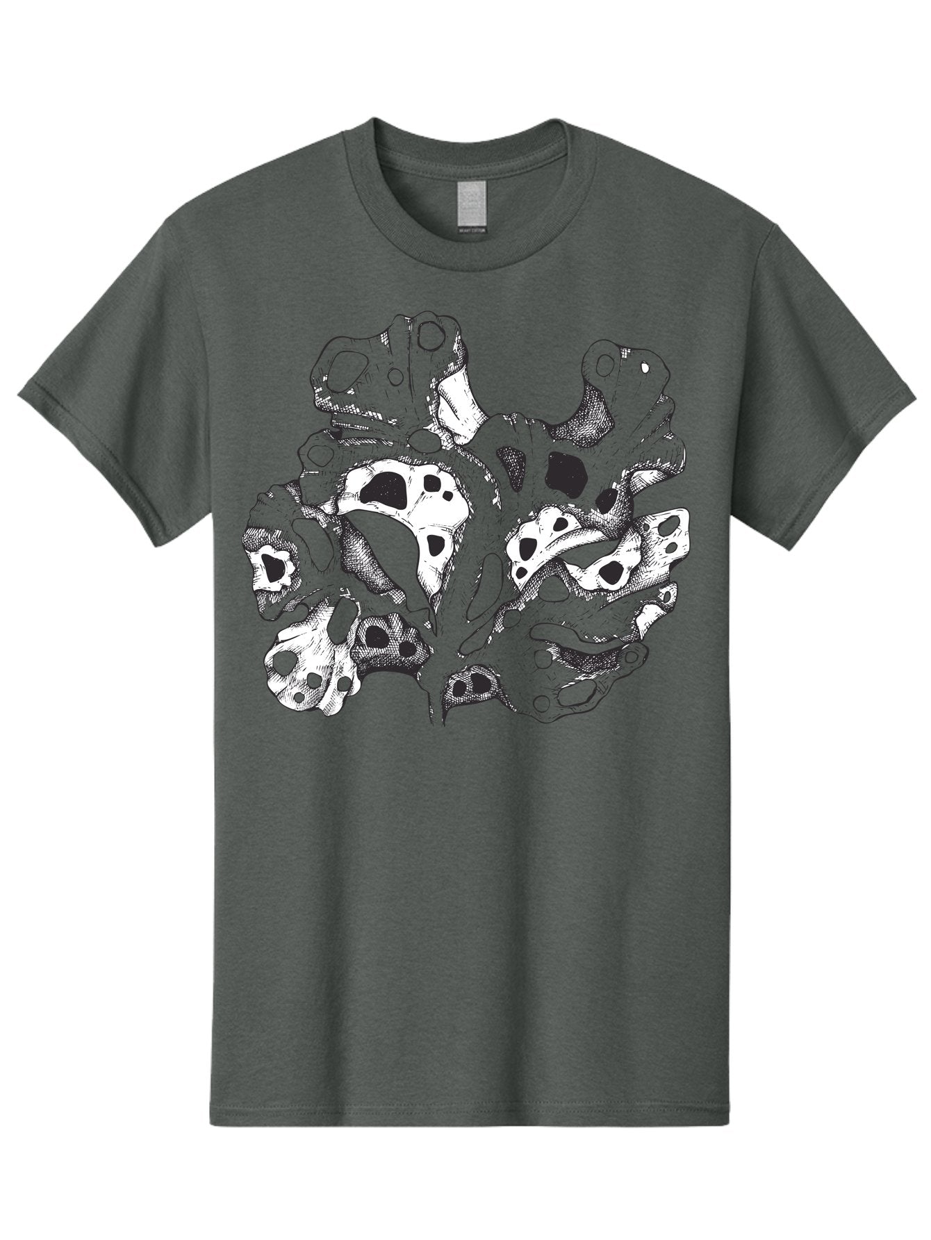 Splat-Art Men'S Graphic Tee, 100% Cotton, Comfortable Casual Summer Wear, Machine Washable, Abstract Skull, Organic Shapes, Surreal Art, Fantasy Design, Mysterious Graphics, Dark And Moody Atmosphere, Complex Patterns, Aad760