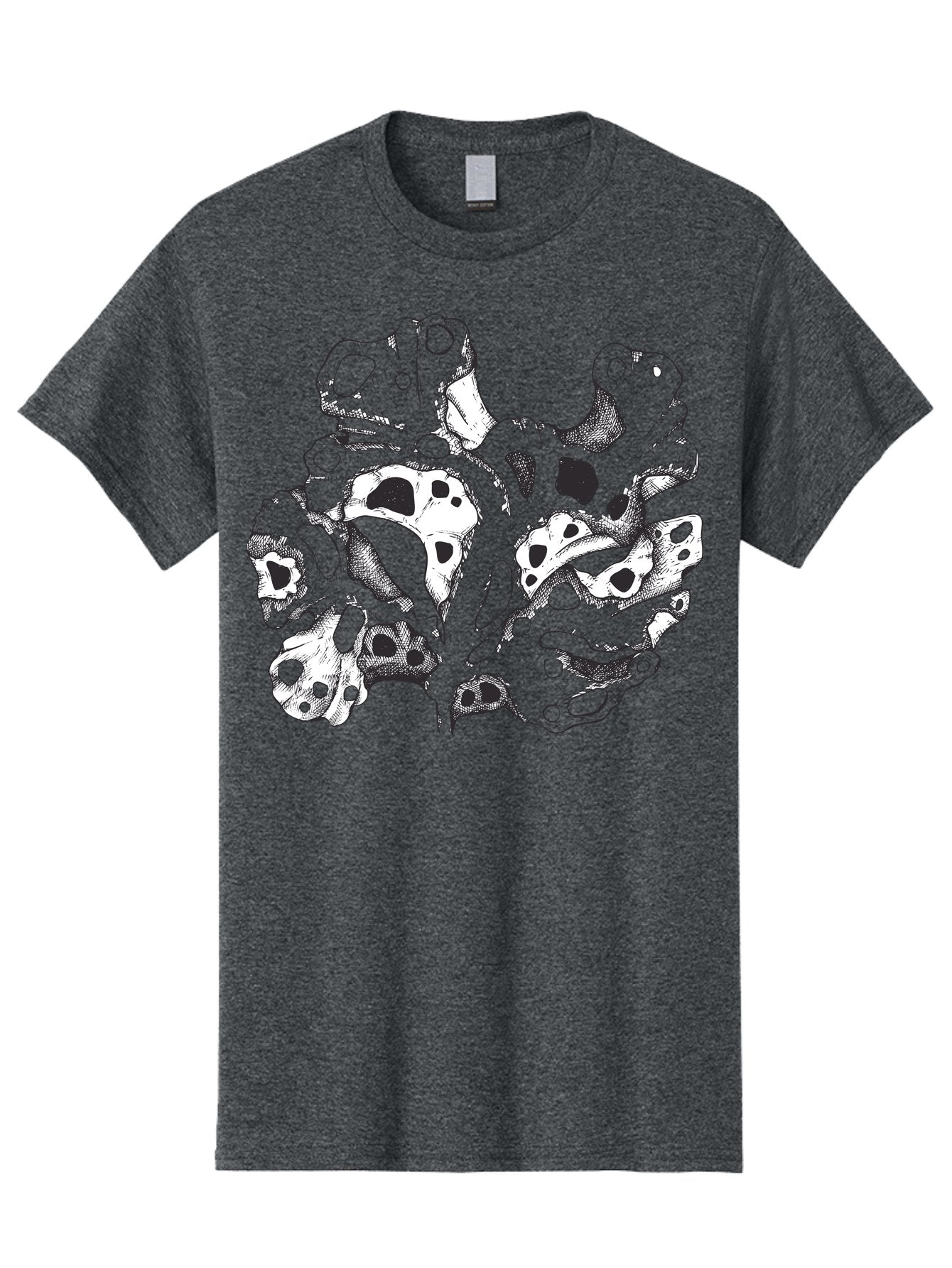 Splat-Art Men'S Graphic Tee, 100% Cotton, Comfortable Casual Summer Wear, Machine Washable, Abstract Skull, Organic Shapes, Surreal Art, Fantasy Design, Mysterious Graphics, Dark And Moody Atmosphere, Complex Patterns, Aad760 4