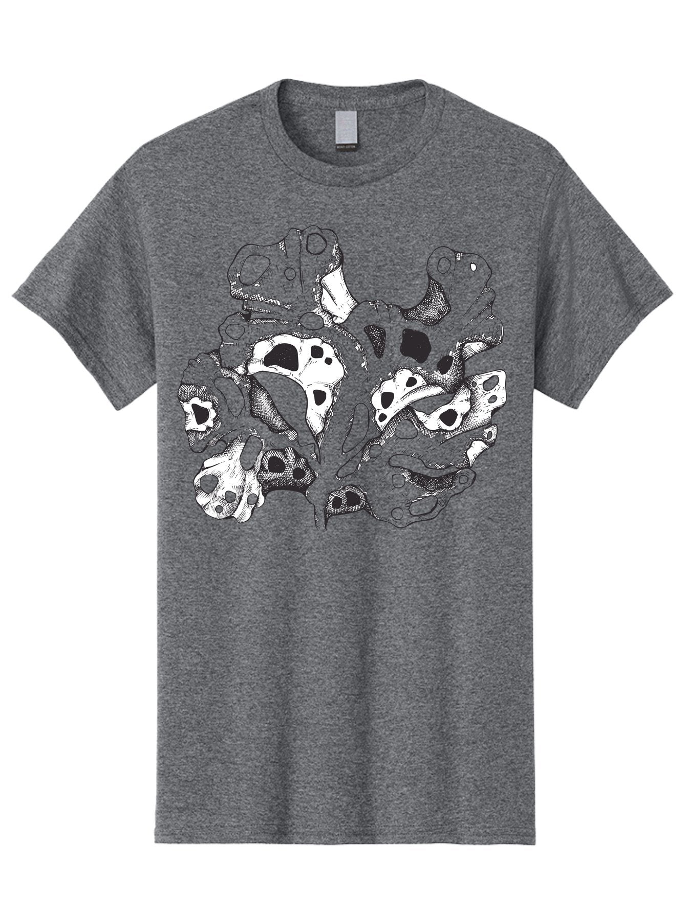 Splat-Art Men'S Graphic Tee, 100% Cotton, Comfortable Casual Summer Wear, Machine Washable, Abstract Skull, Organic Shapes, Surreal Art, Fantasy Design, Mysterious Graphics, Dark And Moody Atmosphere, Complex Patterns, Aad760 7