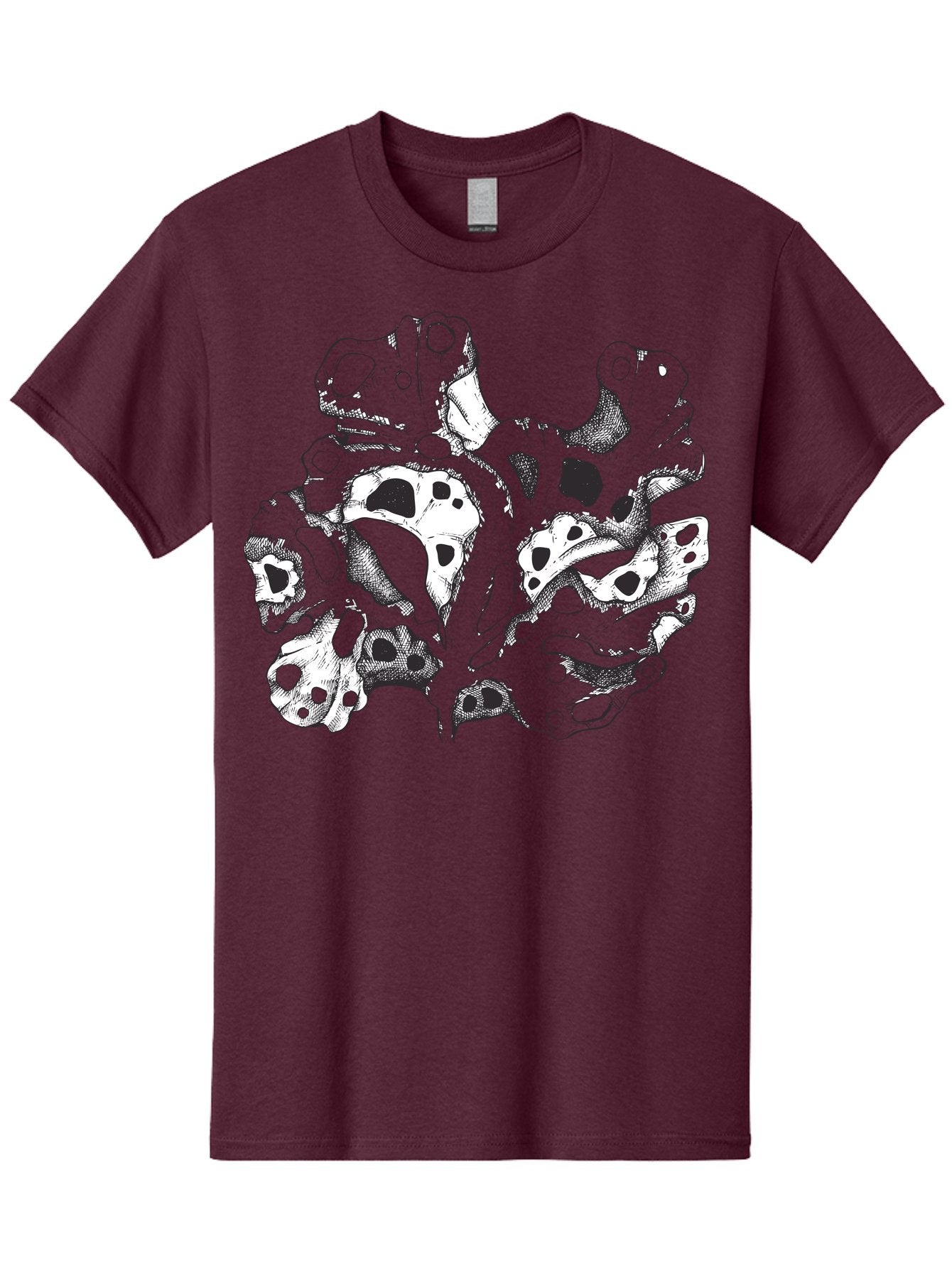 Splat-Art Men'S Graphic Tee, 100% Cotton, Comfortable Casual Summer Wear, Machine Washable, Abstract Skull, Organic Shapes, Surreal Art, Fantasy Design, Mysterious Graphics, Dark And Moody Atmosphere, Complex Patterns, Aad760 8