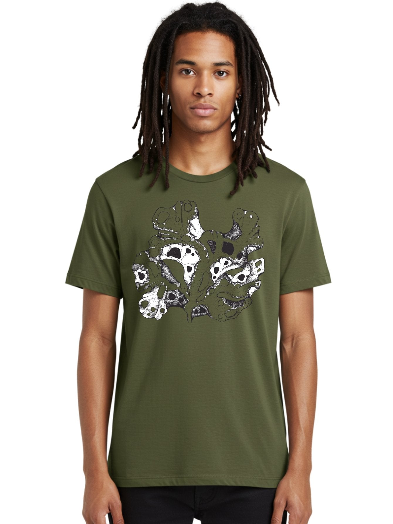 Splat-Art Men'S Graphic Tee, 100% Cotton, Comfortable Casual Summer Wear, Machine Washable, Abstract Skull, Organic Shapes, Surreal Art, Fantasy Design, Mysterious Graphics, Dark And Moody Atmosphere, Complex Patterns, Aad760 26
