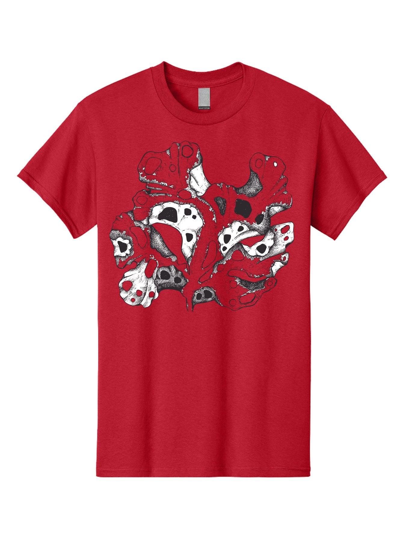 Splat-Art Men'S Graphic Tee, 100% Cotton, Comfortable Casual Summer Wear, Machine Washable, Abstract Skull, Organic Shapes, Surreal Art, Fantasy Design, Mysterious Graphics, Dark And Moody Atmosphere, Complex Patterns, Aad760