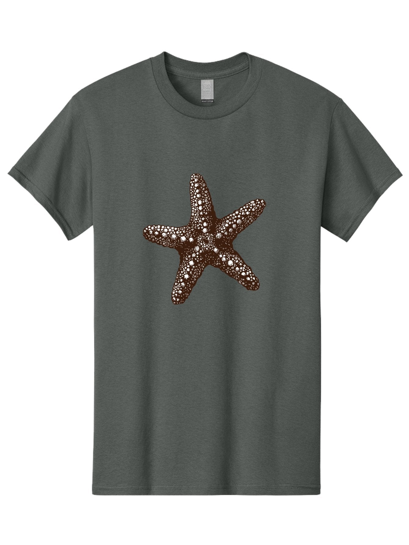 Starfish Men'S Graphic Tee, 100% Cotton, Comfortable Casual Summer Wear, Machine Washable, Starfish, Marine Life, Ocean Creatures, Sea Stars, Underwater World, Brown Starfish, White Spots, Starfish Texture, Five-Armed Starfish Aad762 4