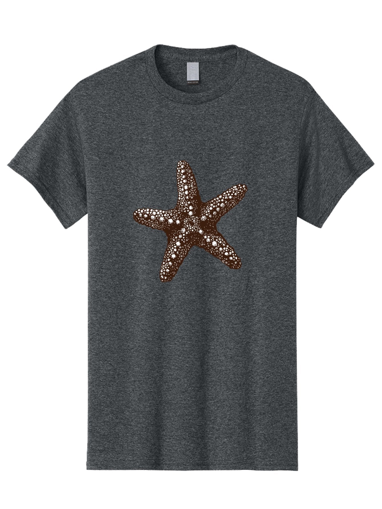 Starfish Men'S Graphic Tee, 100% Cotton, Comfortable Casual Summer Wear, Machine Washable, Starfish, Marine Life, Ocean Creatures, Sea Stars, Underwater World, Brown Starfish, White Spots, Starfish Texture, Five-Armed Starfish Aad762