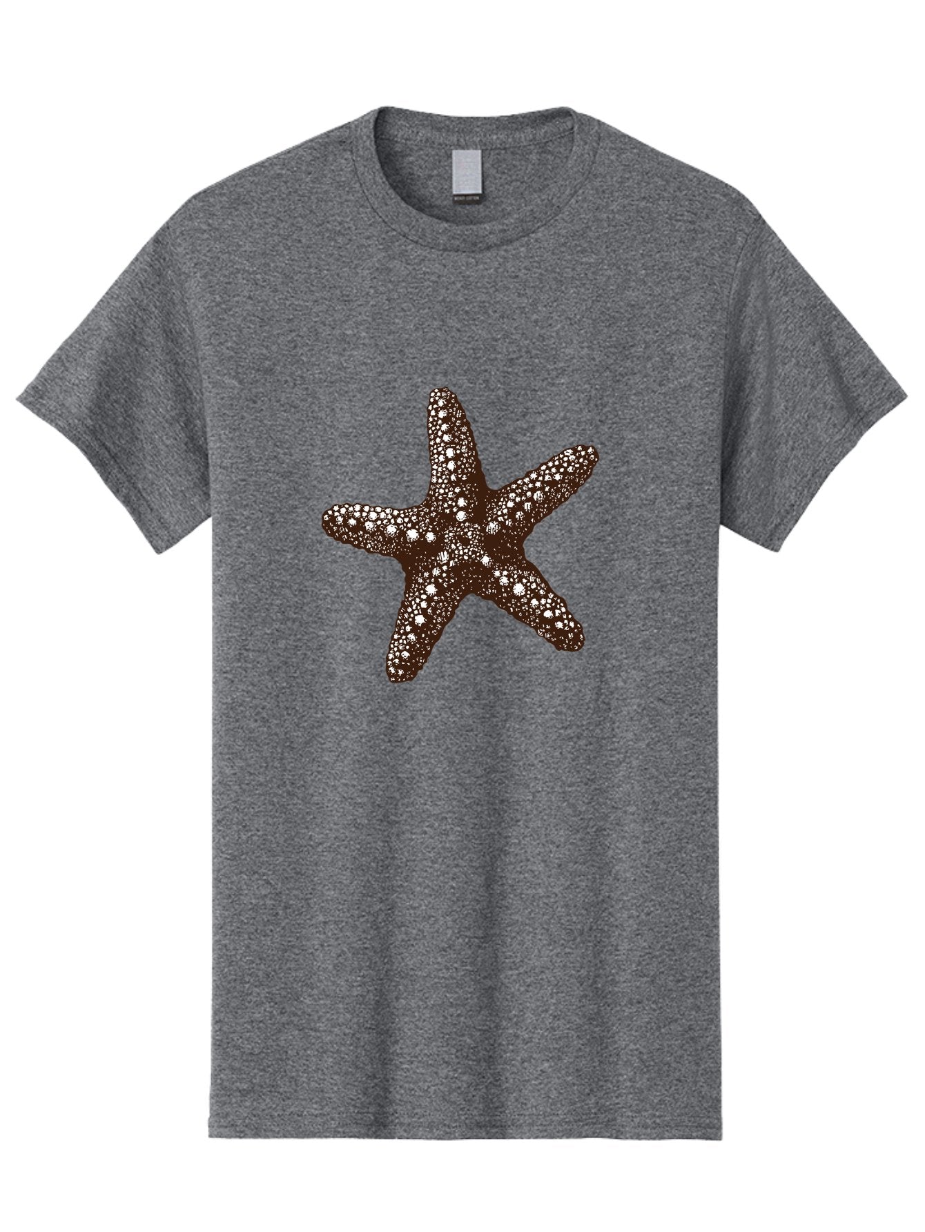 Starfish Men'S Graphic Tee, 100% Cotton, Comfortable Casual Summer Wear, Machine Washable, Starfish, Marine Life, Ocean Creatures, Sea Stars, Underwater World, Brown Starfish, White Spots, Starfish Texture, Five-Armed Starfish Aad762 15