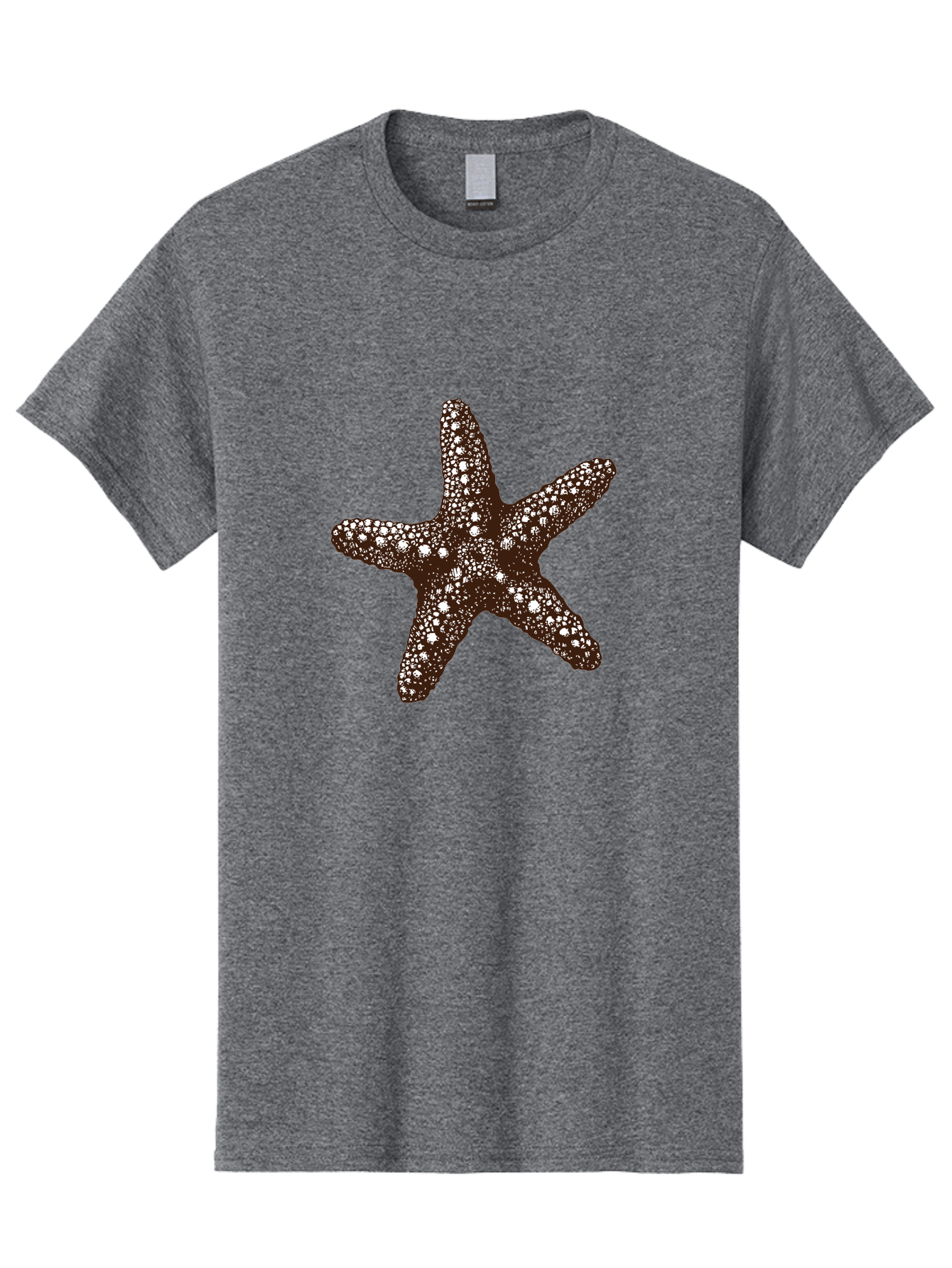 Starfish Men'S Graphic Tee, 100% Cotton, Comfortable Casual Summer Wear, Machine Washable, Starfish, Marine Life, Ocean Creatures, Sea Stars, Underwater World, Brown Starfish, White Spots, Starfish Texture, Five-Armed Starfish Aad762