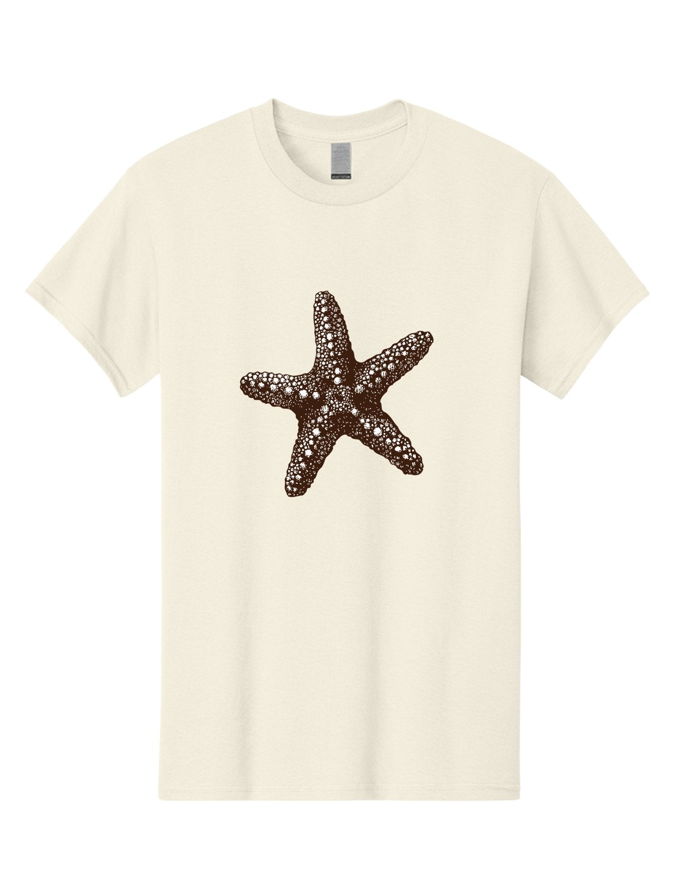 Starfish Men'S Graphic Tee, 100% Cotton, Comfortable Casual Summer Wear, Machine Washable, Starfish, Marine Life, Ocean Creatures, Sea Stars, Underwater World, Brown Starfish, White Spots, Starfish Texture, Five-Armed Starfish Aad762