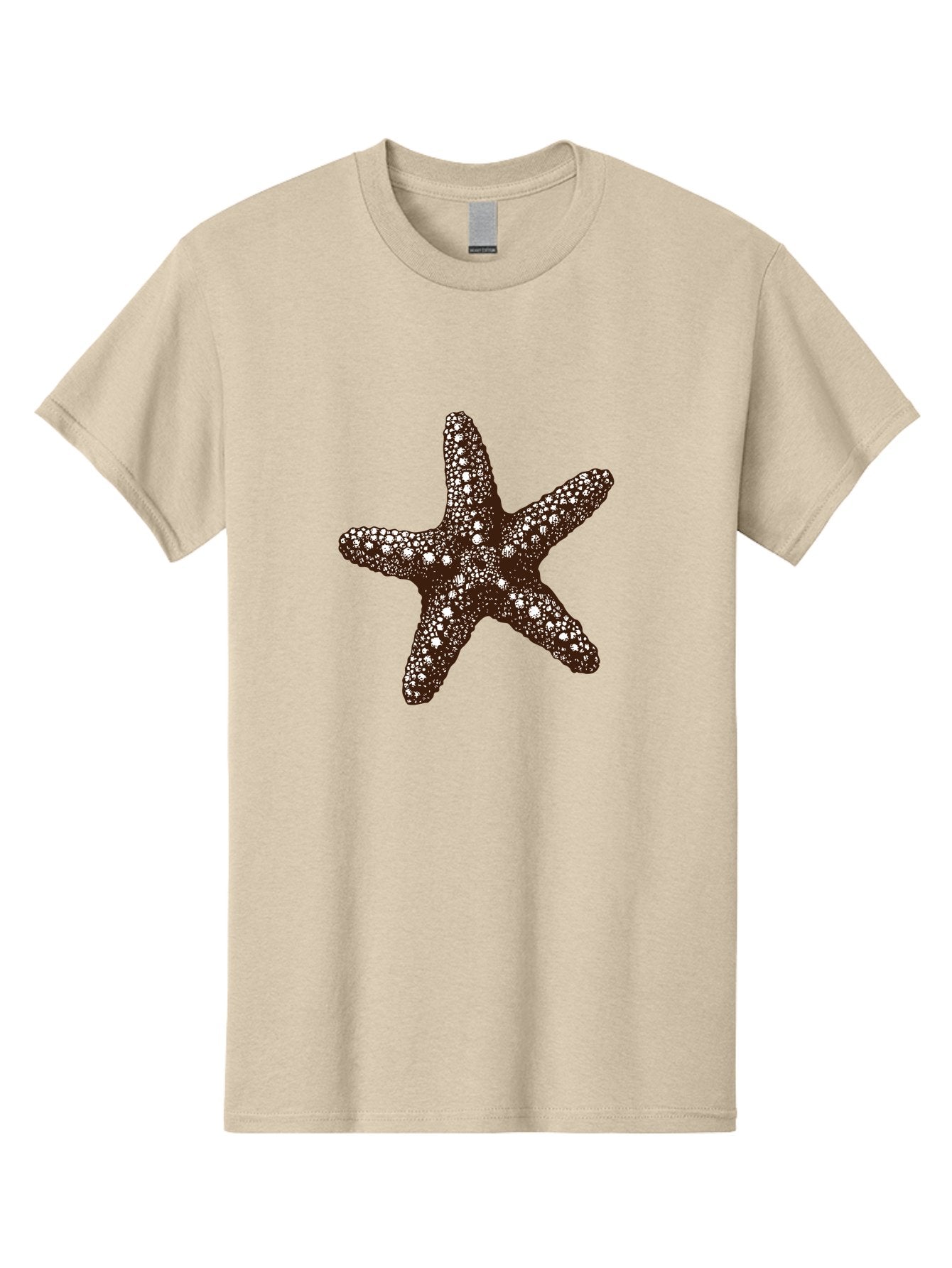 Starfish Men'S Graphic Tee, 100% Cotton, Comfortable Casual Summer Wear, Machine Washable, Starfish, Marine Life, Ocean Creatures, Sea Stars, Underwater World, Brown Starfish, White Spots, Starfish Texture, Five-Armed Starfish Aad762 5