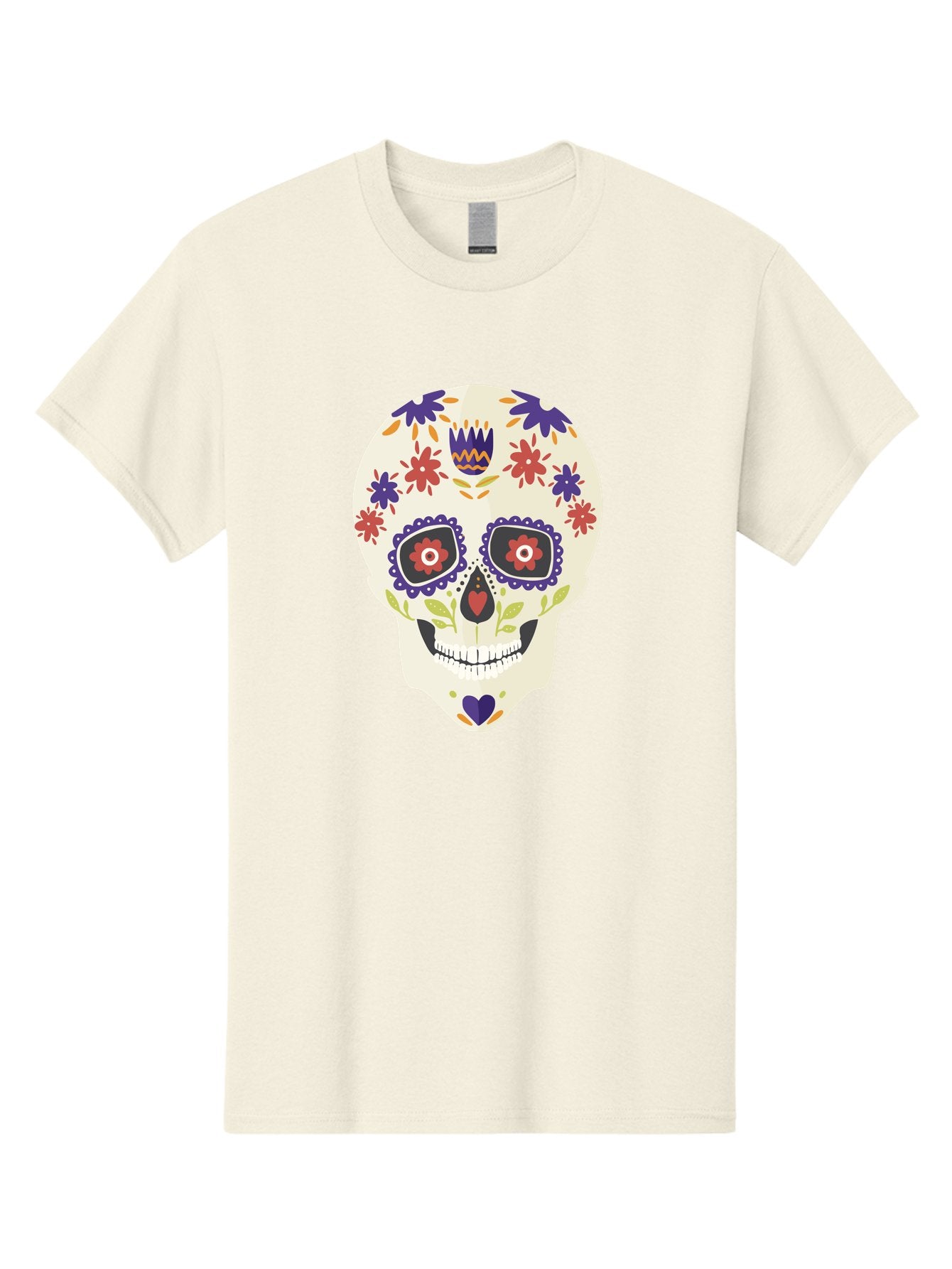 Sugar-Skull Men'S Graphic Tee, 100% Cotton, Comfortable Casual Summer Wear, Machine Washable, Sugar Skull, Day Of The Dead, Floral Design, Colorful Decorations, Vibrant Flowers, Festive Illustration, Traditional Mexican Art, Aad764 10