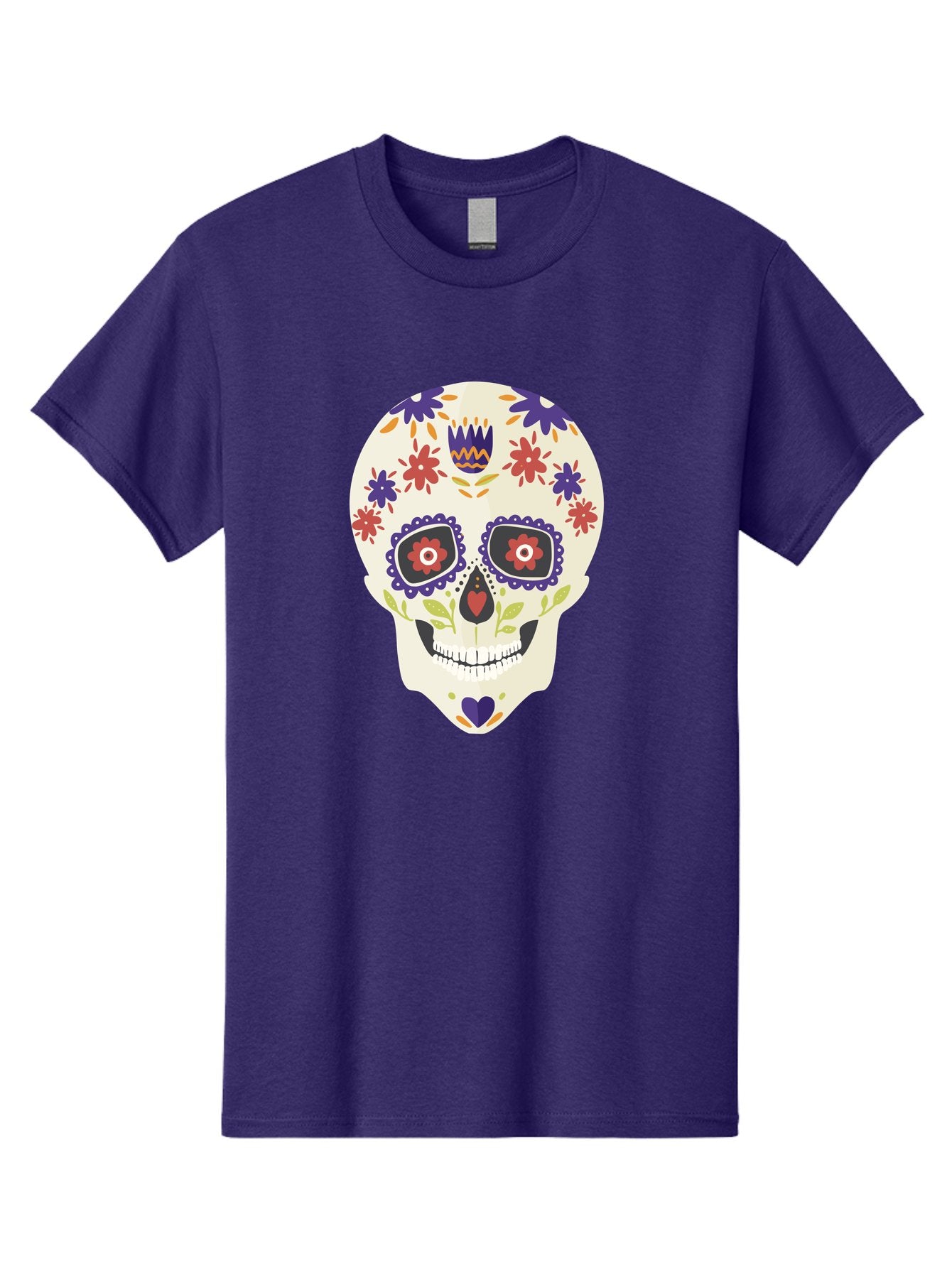 Sugar-Skull Men'S Graphic Tee, 100% Cotton, Comfortable Casual Summer Wear, Machine Washable, Sugar Skull, Day Of The Dead, Floral Design, Colorful Decorations, Vibrant Flowers, Festive Illustration, Traditional Mexican Art, Aad764 15