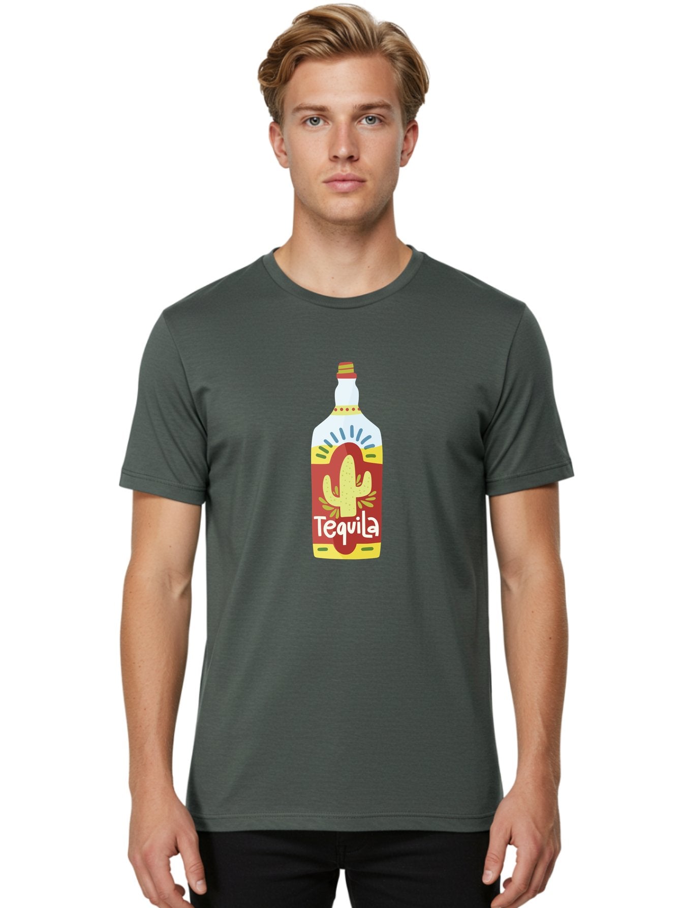 Tequila Men'S Graphic Tee, 100% Cotton, Comfortable Casual Summer Wear, Machine Washable, Tequila Bottle, Cactus Label, Liquor Packaging, Mexican Spirit, Festive Design, Party Theme, Vibrant Colors, Tequila Branding Aad767 24