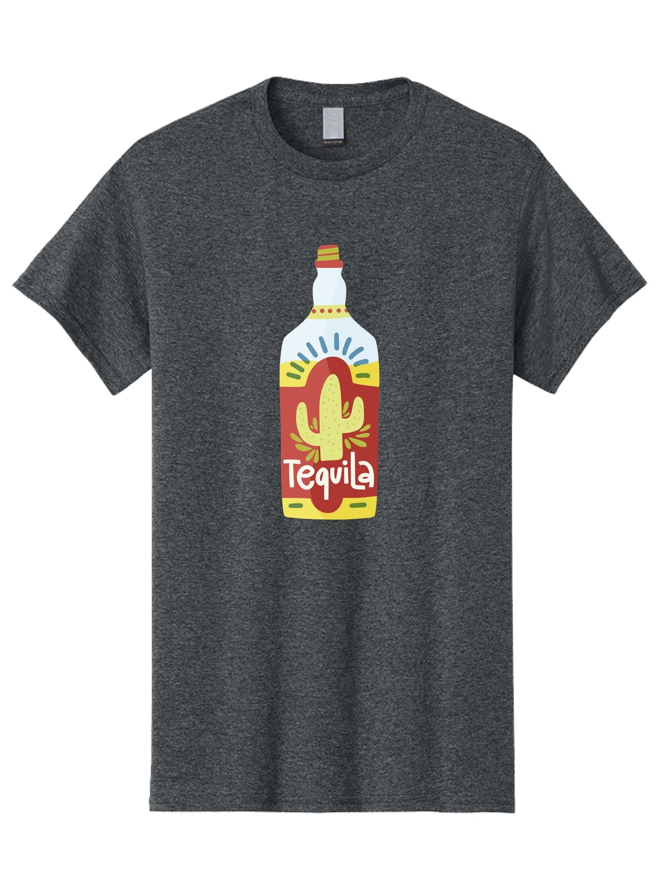 Tequila Men'S Graphic Tee, 100% Cotton, Comfortable Casual Summer Wear, Machine Washable, Tequila Bottle, Cactus Label, Liquor Packaging, Mexican Spirit, Festive Design, Party Theme, Vibrant Colors, Tequila Branding Aad767 3