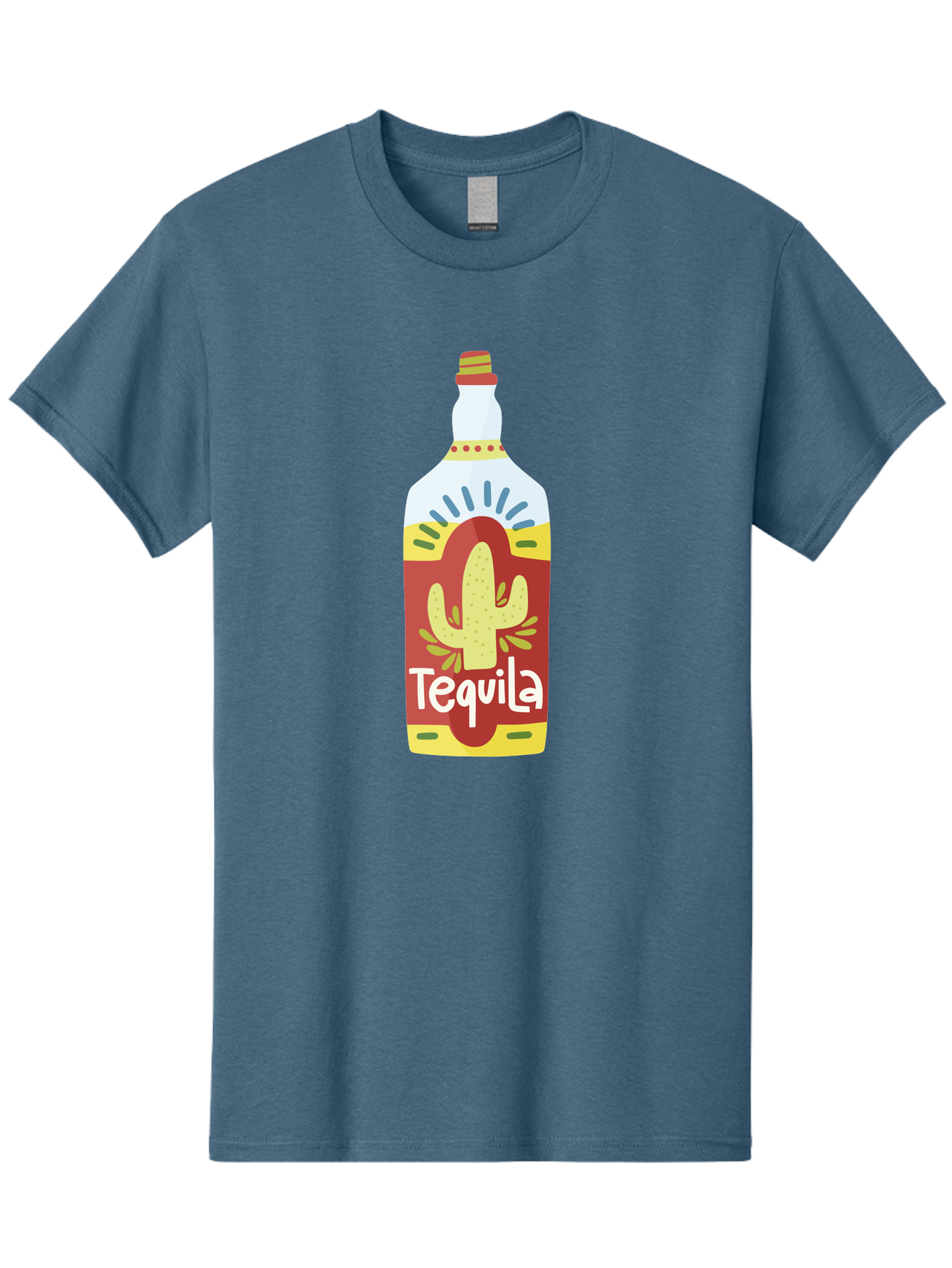 Tequila Men'S Graphic Tee, 100% Cotton, Comfortable Casual Summer Wear, Machine Washable, Tequila Bottle, Cactus Label, Liquor Packaging, Mexican Spirit, Festive Design, Party Theme, Vibrant Colors, Tequila Branding Aad767