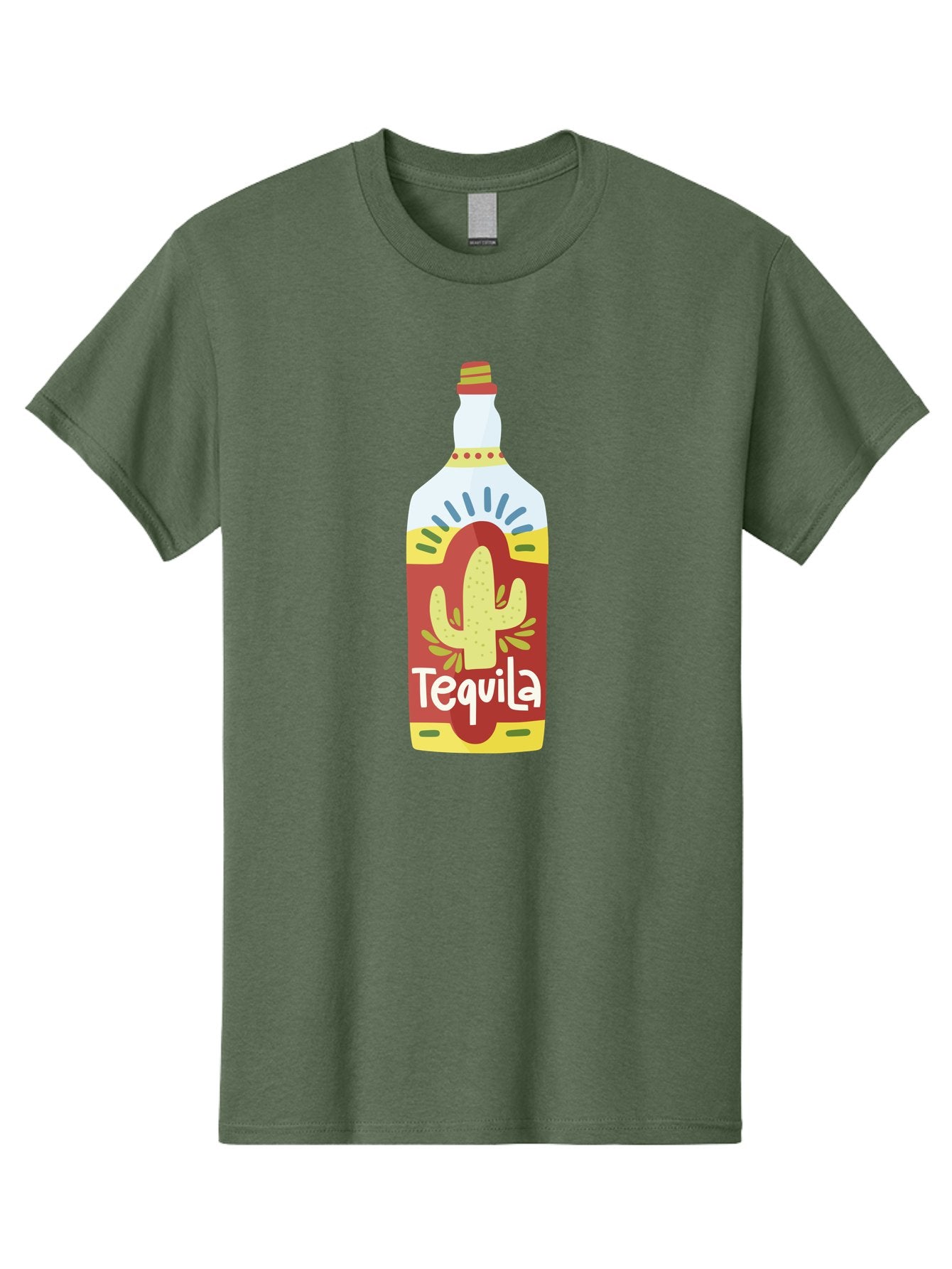 Tequila Men'S Graphic Tee, 100% Cotton, Comfortable Casual Summer Wear, Machine Washable, Tequila Bottle, Cactus Label, Liquor Packaging, Mexican Spirit, Festive Design, Party Theme, Vibrant Colors, Tequila Branding Aad767 7