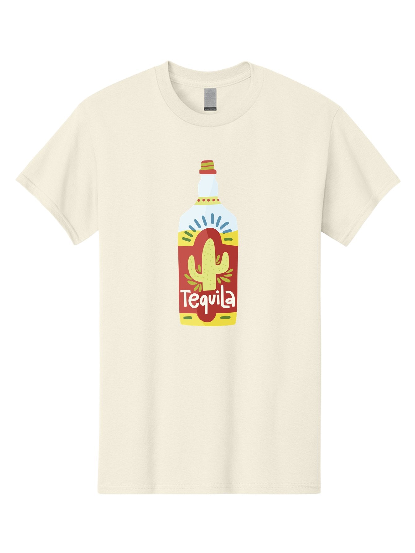 Tequila Men'S Graphic Tee, 100% Cotton, Comfortable Casual Summer Wear, Machine Washable, Tequila Bottle, Cactus Label, Liquor Packaging, Mexican Spirit, Festive Design, Party Theme, Vibrant Colors, Tequila Branding Aad767