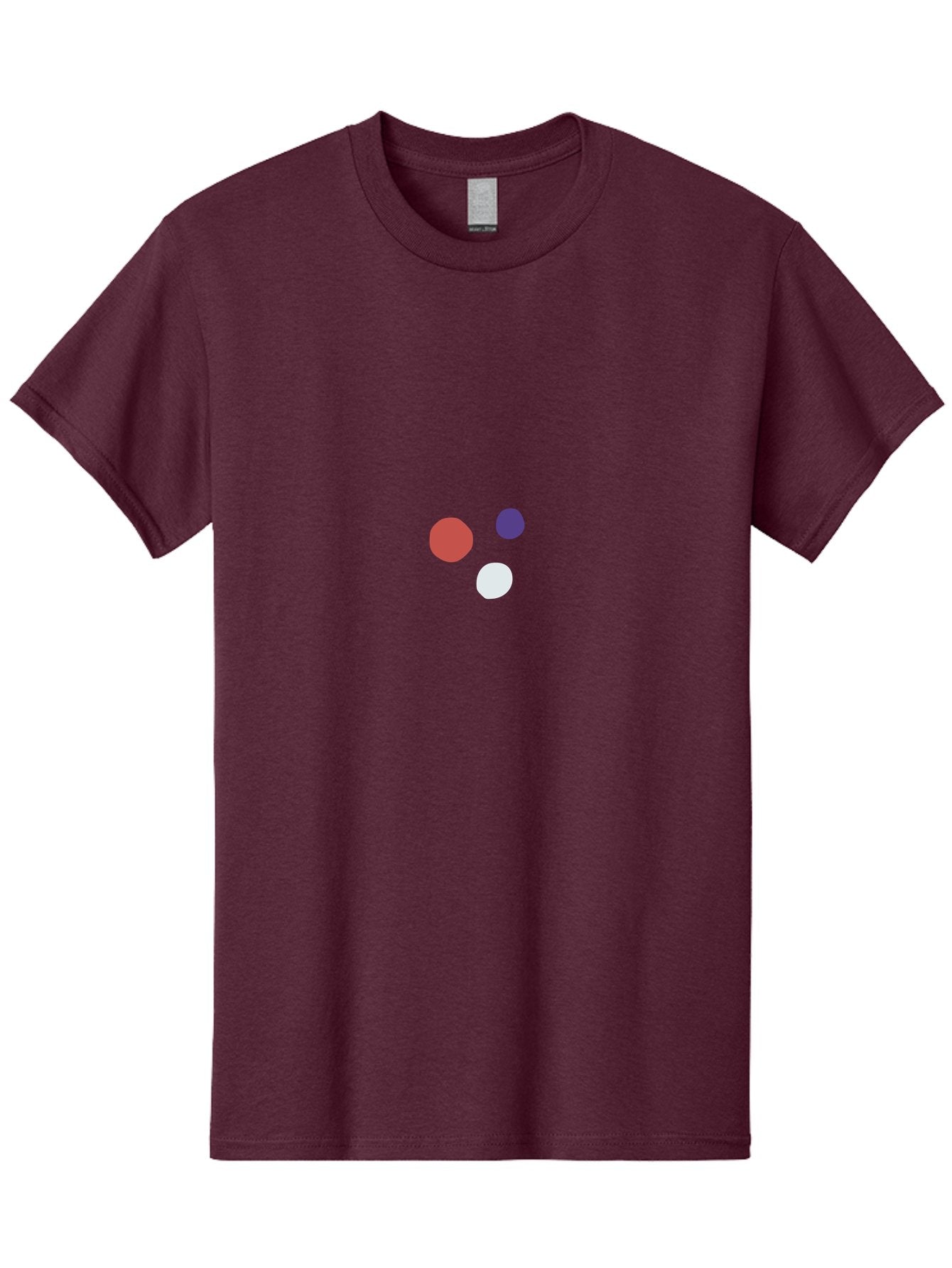Three-Colored-Circles Men'S Graphic Tee, 100% Cotton, Comfortable Casual Summer Wear, Machine Washable, Three Circles, Red Circle, Purple Circle, White Circle, Simple Graphics, Minimalist Design, Bold Colors, Graphic Elements Aad768 10