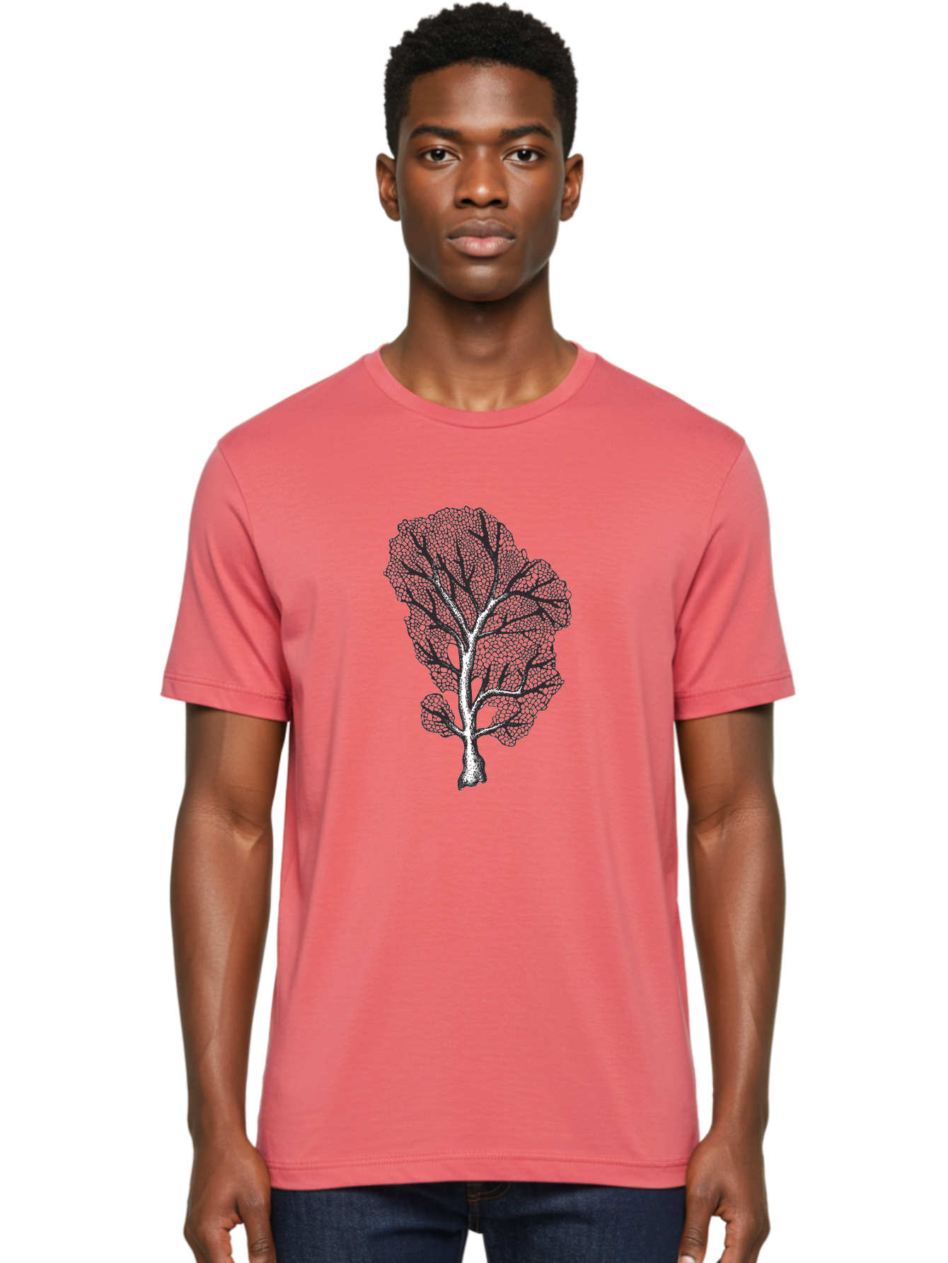 Tree Men'S Graphic Tee, 100% Cotton, Comfortable Casual Summer Wear, Machine Washable, Stylized Tree, Black And White Illustration, Leafy Branches, Detailed Foliage, Graphic Design Element, Artistic Tree, Natural Motif, Sketch Art Aad769 14