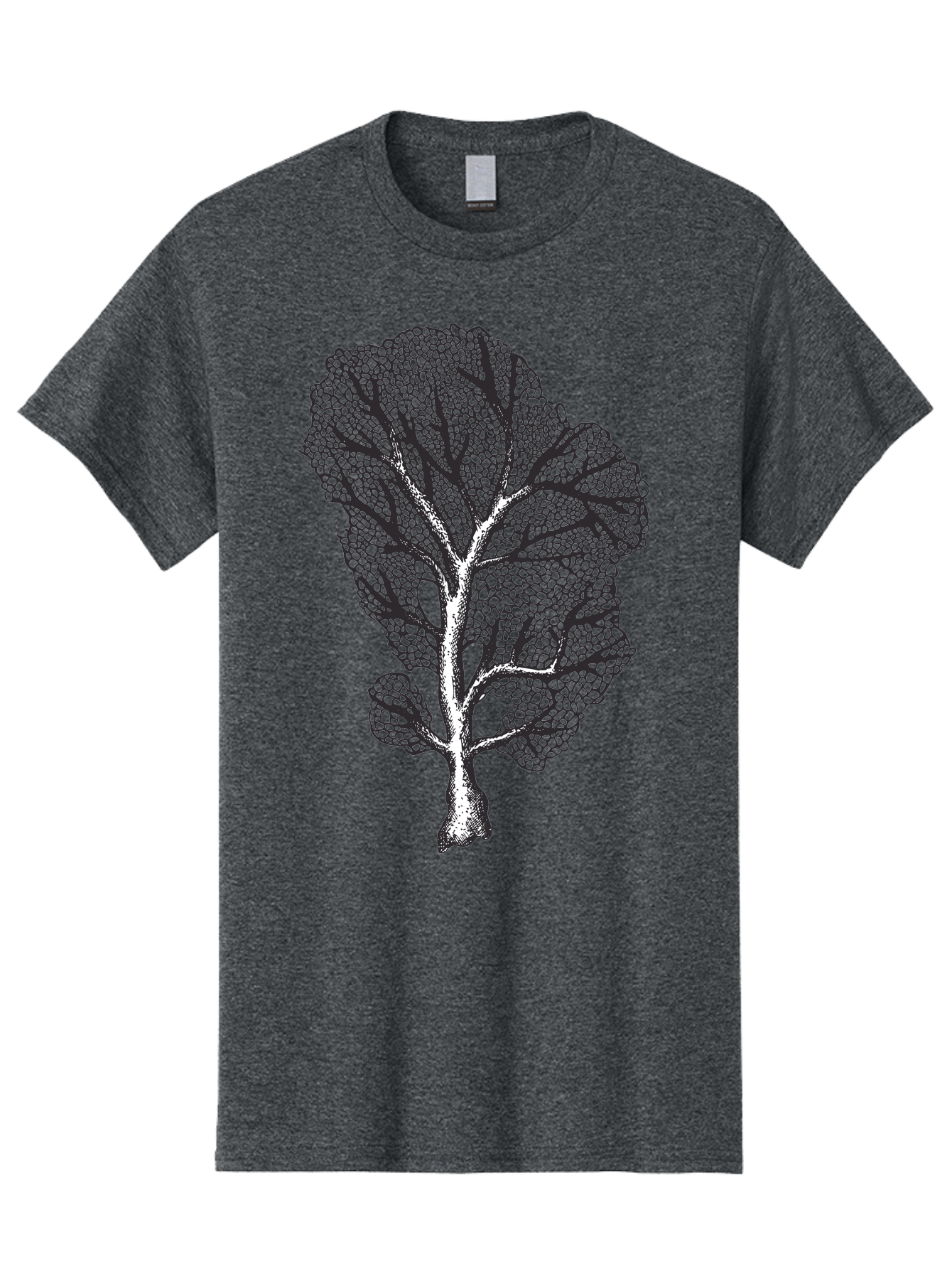 Tree Men'S Graphic Tee, 100% Cotton, Comfortable Casual Summer Wear, Machine Washable, Stylized Tree, Black And White Illustration, Leafy Branches, Detailed Foliage, Graphic Design Element, Artistic Tree, Natural Motif, Sketch Art Aad769