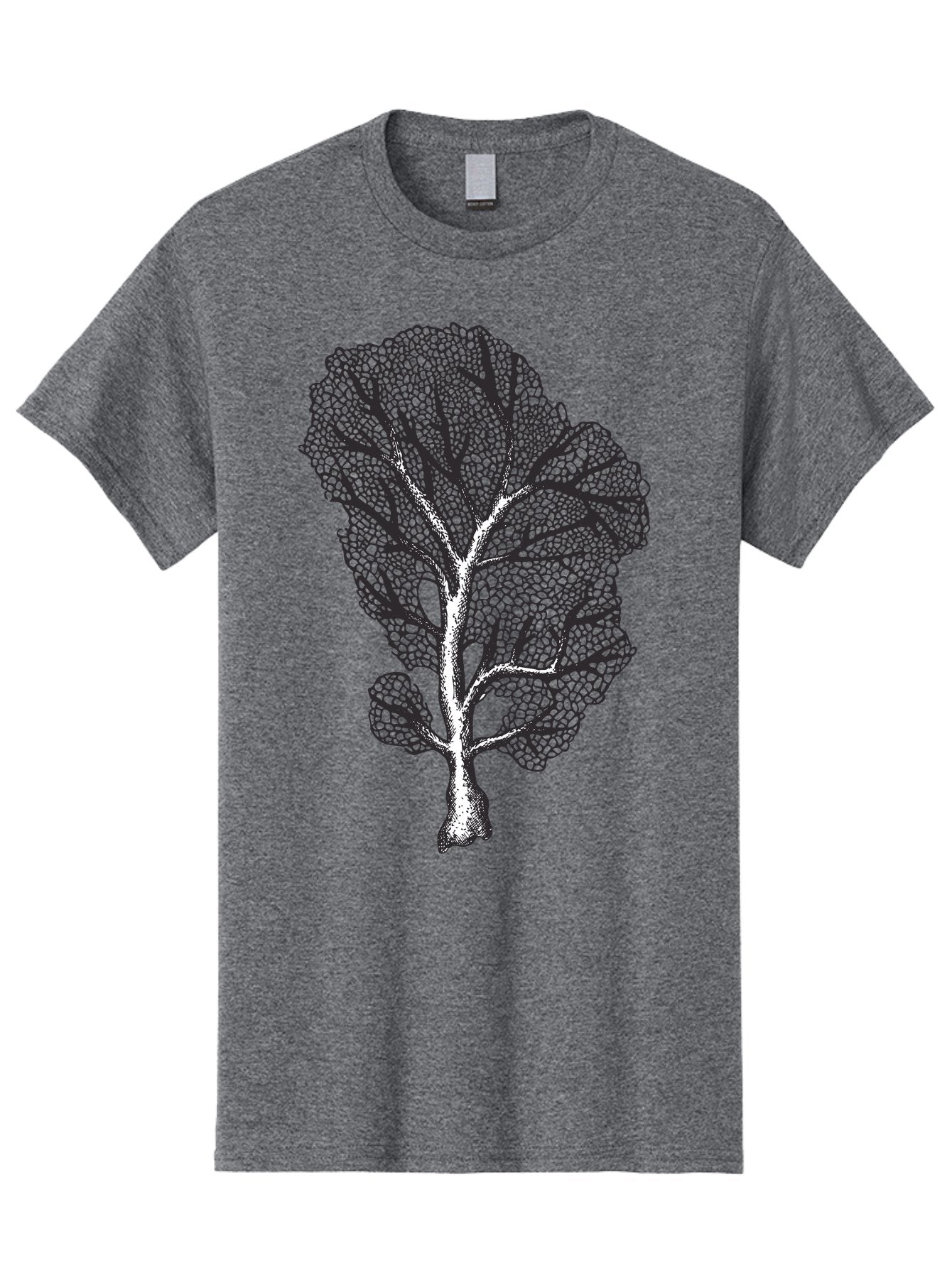 Tree Men'S Graphic Tee, 100% Cotton, Comfortable Casual Summer Wear, Machine Washable, Stylized Tree, Black And White Illustration, Leafy Branches, Detailed Foliage, Graphic Design Element, Artistic Tree, Natural Motif, Sketch Art Aad769 8