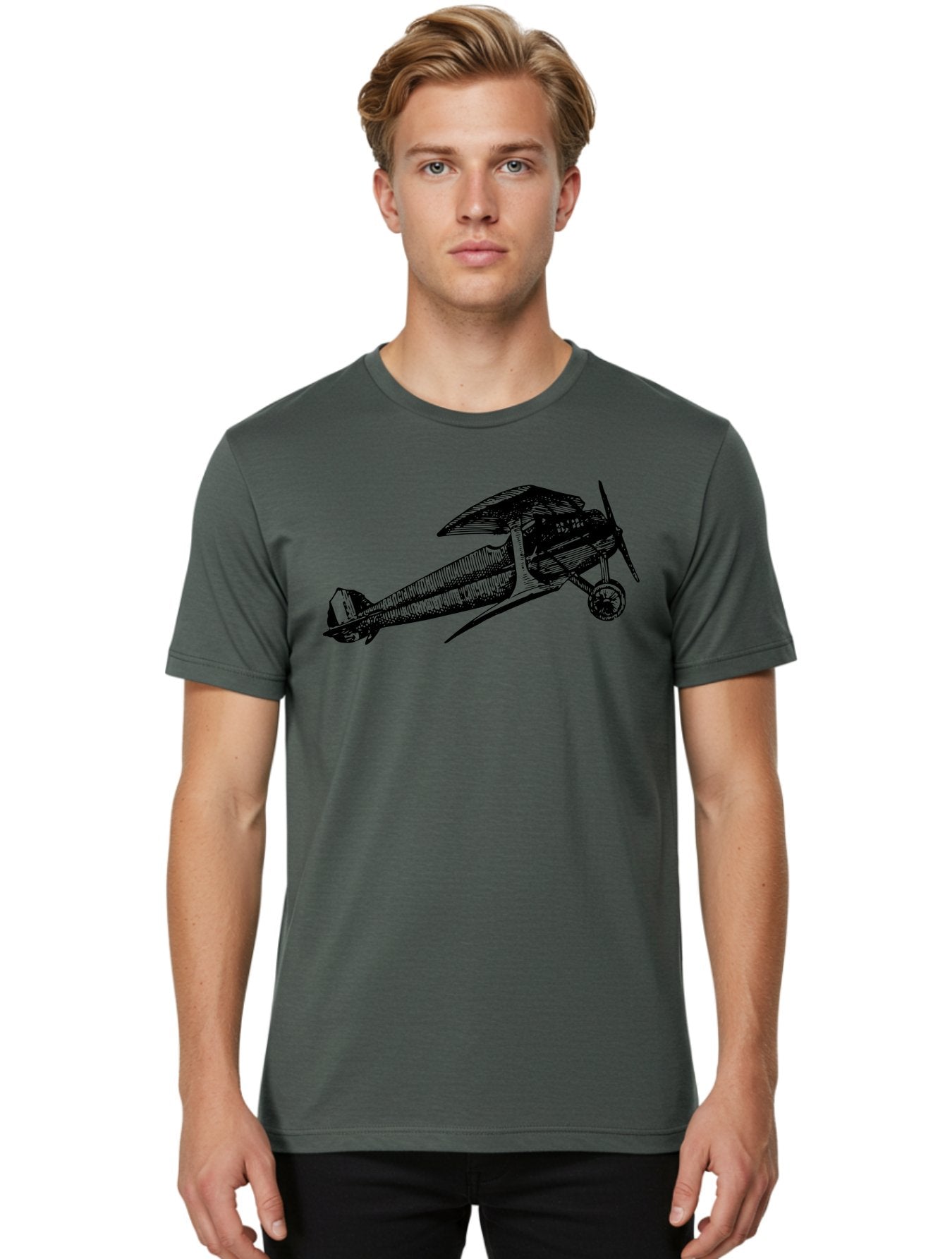 Biplane-1 Men'S Graphic Tee, 100% Cotton, Comfortable Casual Summer Wear, Machine Washable, Vintage Aeroplane, Classic Aircraft, Retro Aviation, Antique Plane, Old-Fashioned Flying Machine, Historical Flight Aad778 26