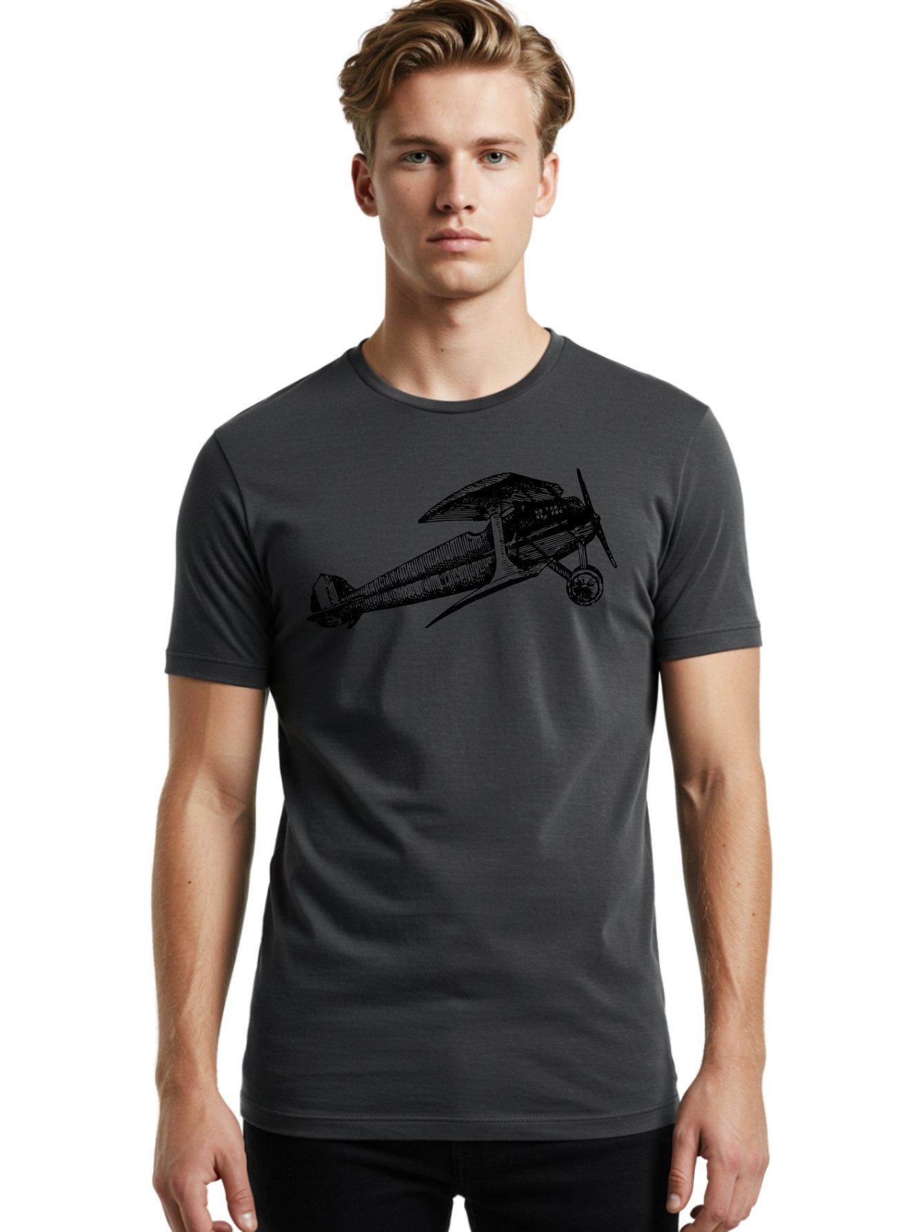 Biplane-1 Men'S Graphic Tee, 100% Cotton, Comfortable Casual Summer Wear, Machine Washable, Vintage Aeroplane, Classic Aircraft, Retro Aviation, Antique Plane, Old-Fashioned Flying Machine, Historical Flight Aad778 21