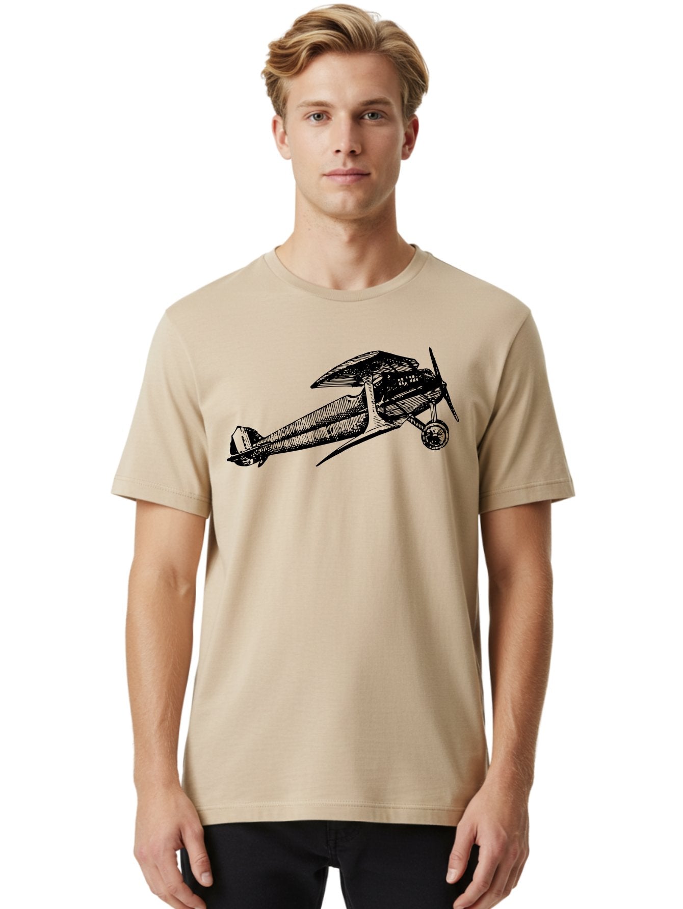 Biplane-1 Men'S Graphic Tee, 100% Cotton, Comfortable Casual Summer Wear, Machine Washable, Vintage Aeroplane, Classic Aircraft, Retro Aviation, Antique Plane, Old-Fashioned Flying Machine, Historical Flight Aad778 28