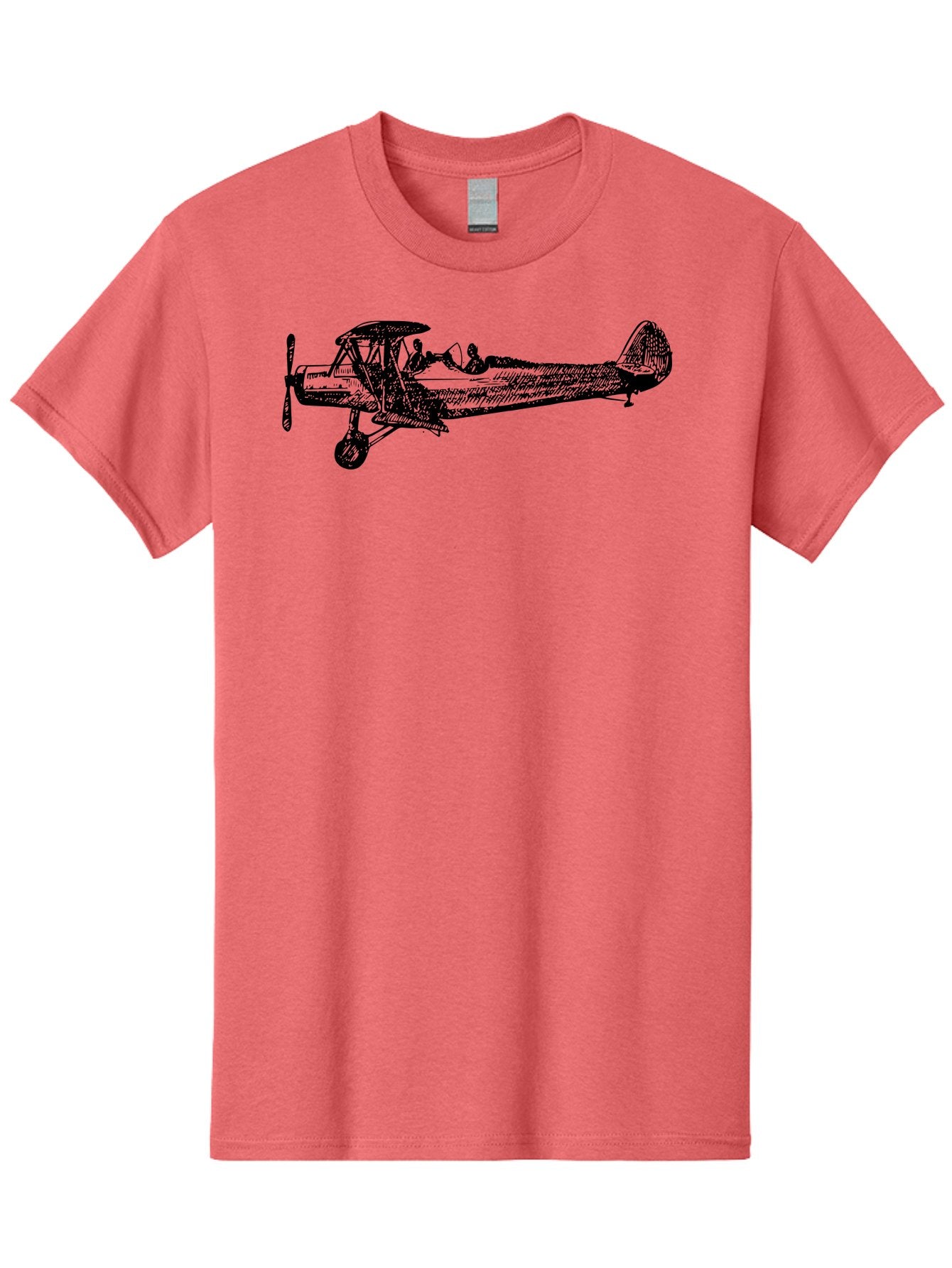 Biplane-3 Men'S Graphic Tee, 100% Cotton, Comfortable Casual Summer Wear, Machine Washable, Vintage Biplane, Classic Aircraft, Historical Aviation, Biplane Illustration, Pilot, Propeller Plane, Old Airplane, Flight, Retro Style Aad780 3