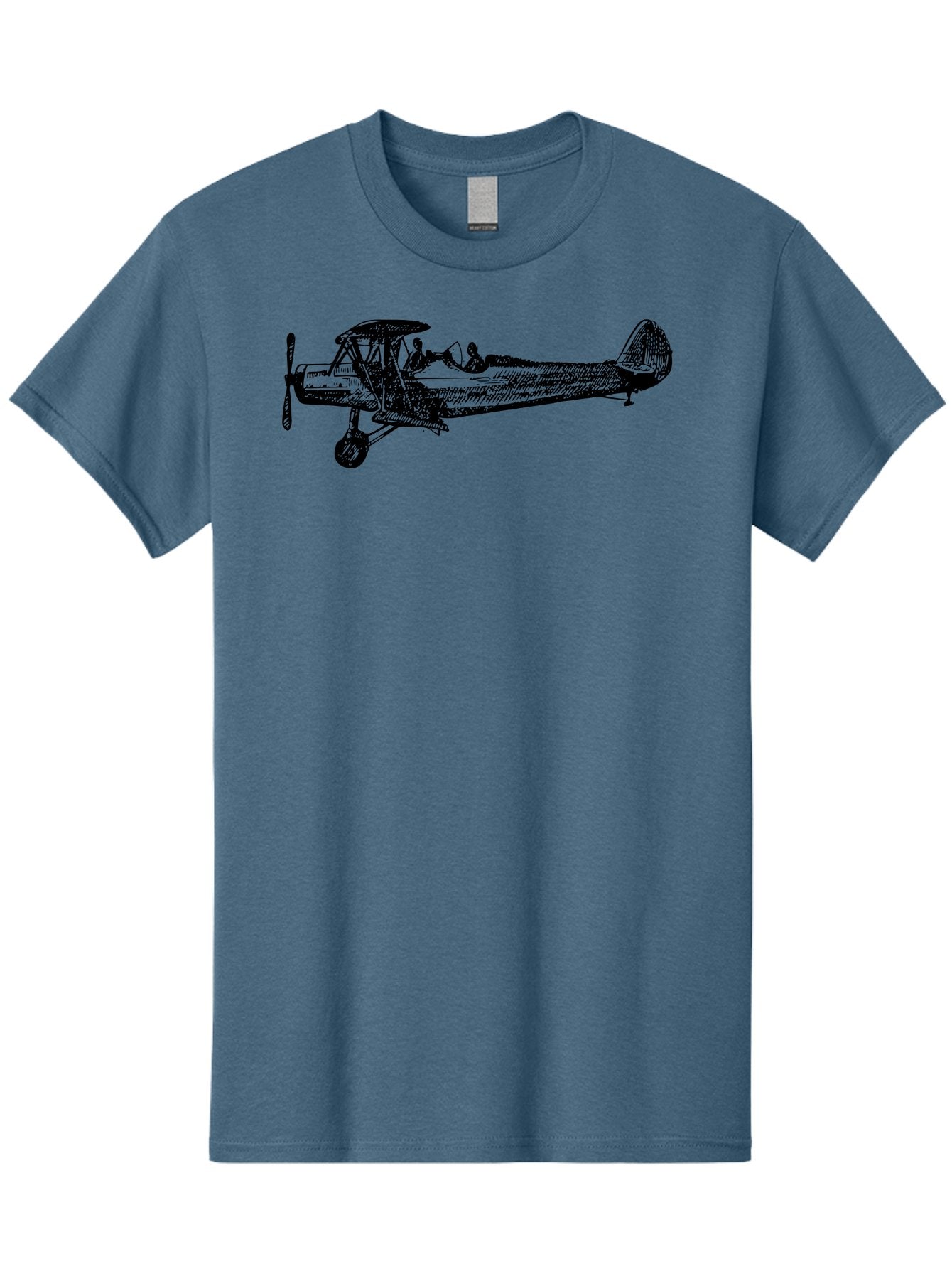 Biplane-3 Men'S Graphic Tee, 100% Cotton, Comfortable Casual Summer Wear, Machine Washable, Vintage Biplane, Classic Aircraft, Historical Aviation, Biplane Illustration, Pilot, Propeller Plane, Old Airplane, Flight, Retro Style Aad780
