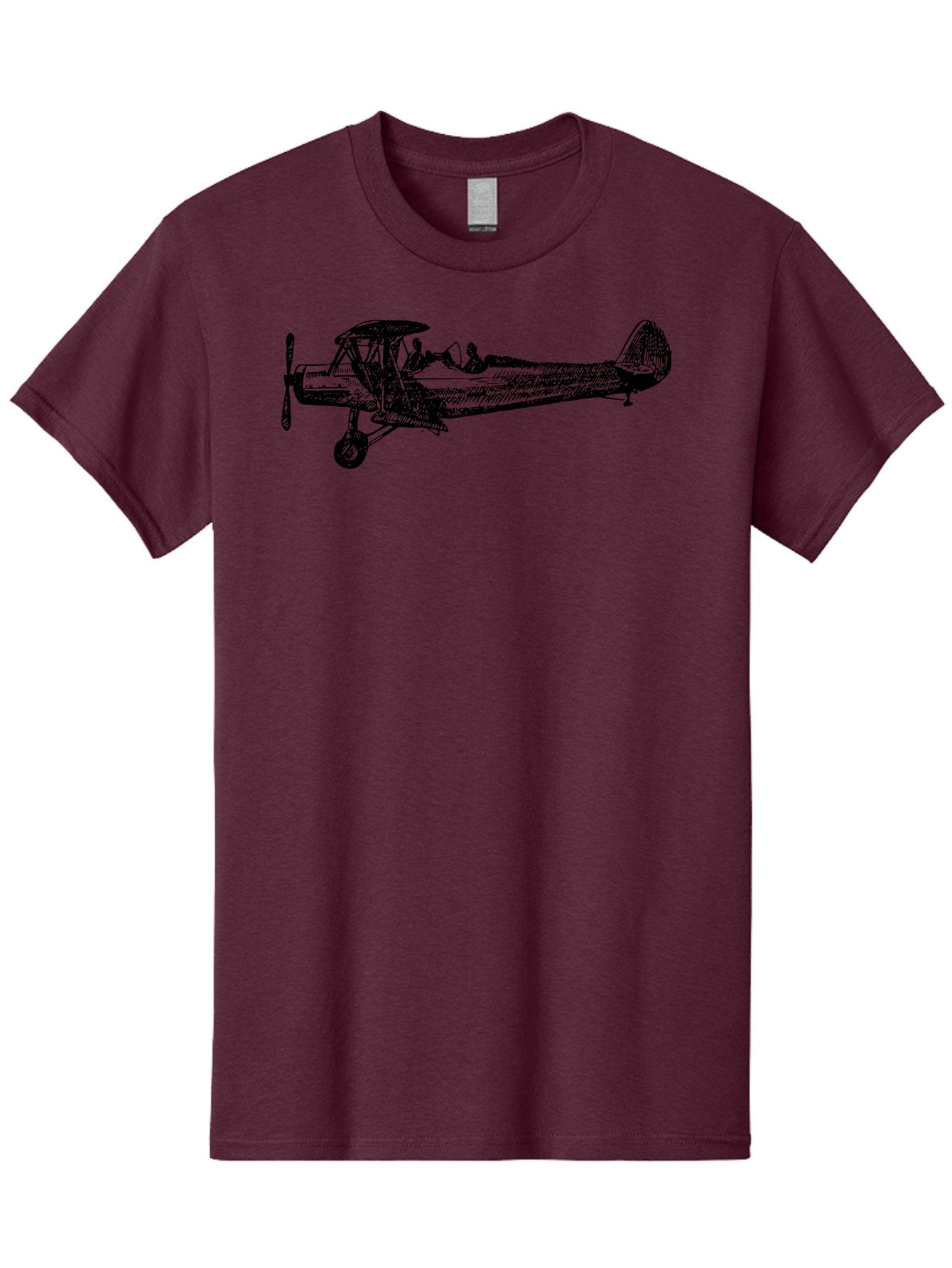 Biplane-3 Men'S Graphic Tee, 100% Cotton, Comfortable Casual Summer Wear, Machine Washable, Vintage Biplane, Classic Aircraft, Historical Aviation, Biplane Illustration, Pilot, Propeller Plane, Old Airplane, Flight, Retro Style Aad780 8