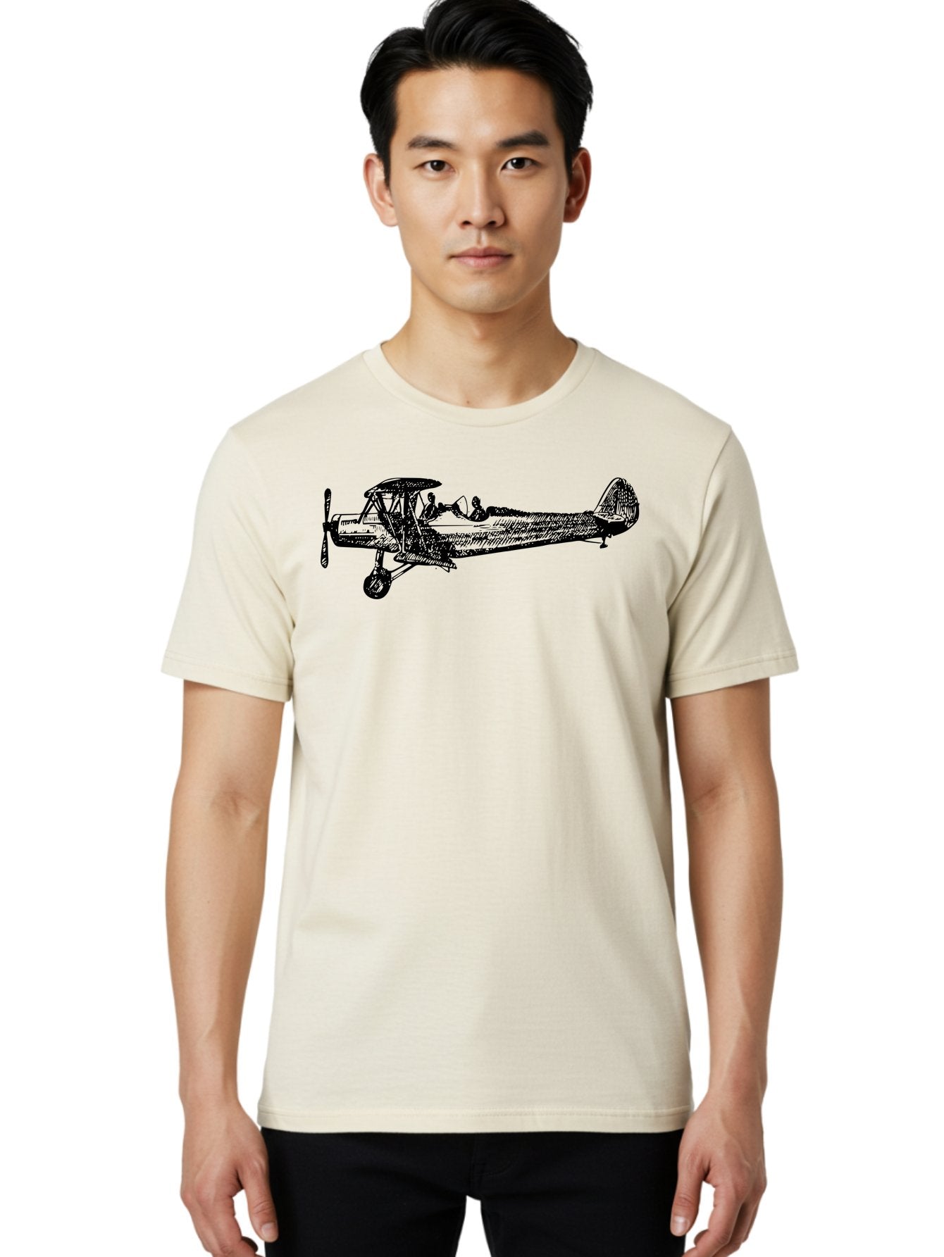 Biplane-3 Men'S Graphic Tee, 100% Cotton, Comfortable Casual Summer Wear, Machine Washable, Vintage Biplane, Classic Aircraft, Historical Aviation, Biplane Illustration, Pilot, Propeller Plane, Old Airplane, Flight, Retro Style Aad780 21
