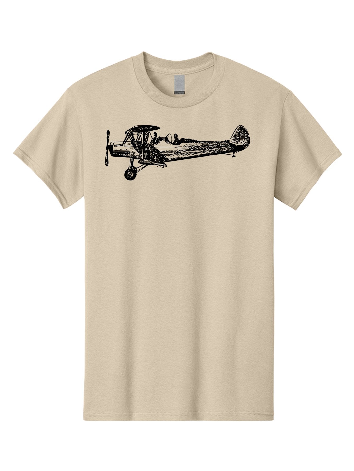 Biplane-3 Men'S Graphic Tee, 100% Cotton, Comfortable Casual Summer Wear, Machine Washable, Vintage Biplane, Classic Aircraft, Historical Aviation, Biplane Illustration, Pilot, Propeller Plane, Old Airplane, Flight, Retro Style Aad780 10
