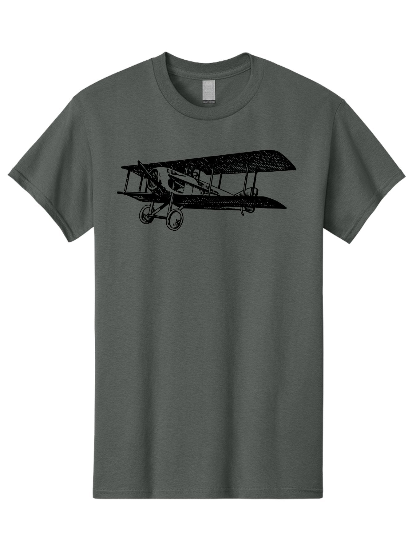 Biplane-Illustration Men'S Graphic Tee, 100% Cotton, Comfortable Casual Summer Wear, Machine Washable, Vintage Airplane, Classic Aircraft, Biplane Design, Historical Aviation, World War I, Military Aircraft, Sopwith Camel, Iconic Plane, Aad781 8