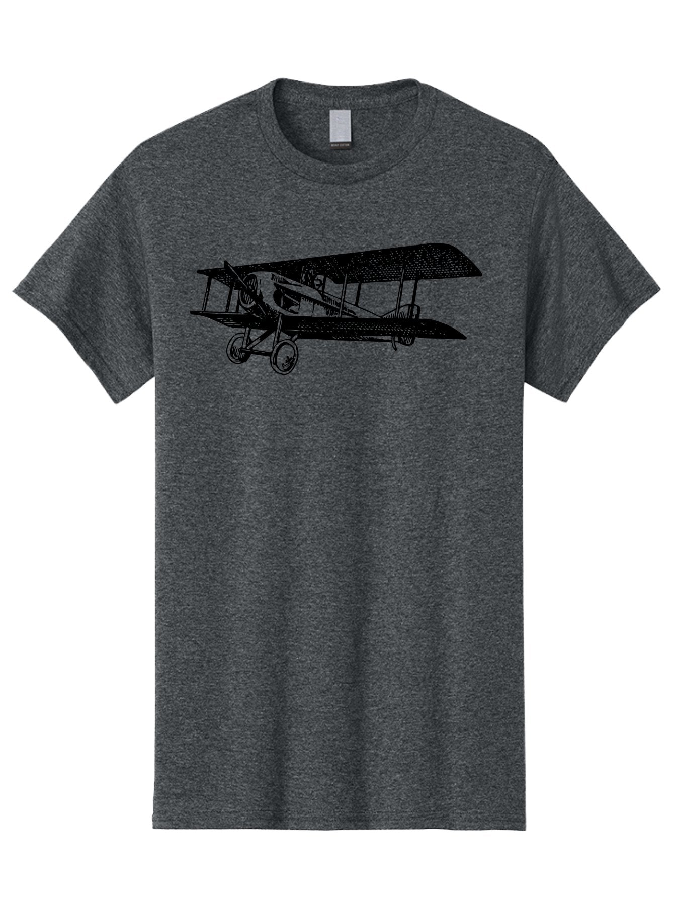 Biplane-Illustration Men'S Graphic Tee, 100% Cotton, Comfortable Casual Summer Wear, Machine Washable, Vintage Airplane, Classic Aircraft, Biplane Design, Historical Aviation, World War I, Military Aircraft, Sopwith Camel, Iconic Plane, Aad781 3