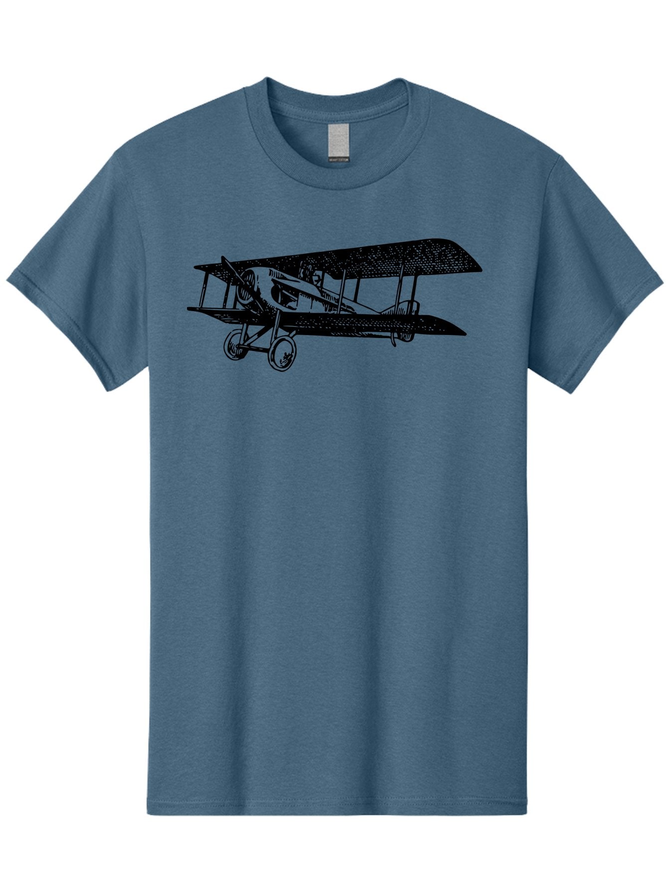 Biplane-Illustration Men'S Graphic Tee, 100% Cotton, Comfortable Casual Summer Wear, Machine Washable, Vintage Airplane, Classic Aircraft, Biplane Design, Historical Aviation, World War I, Military Aircraft, Sopwith Camel, Iconic Plane, Aad781 11