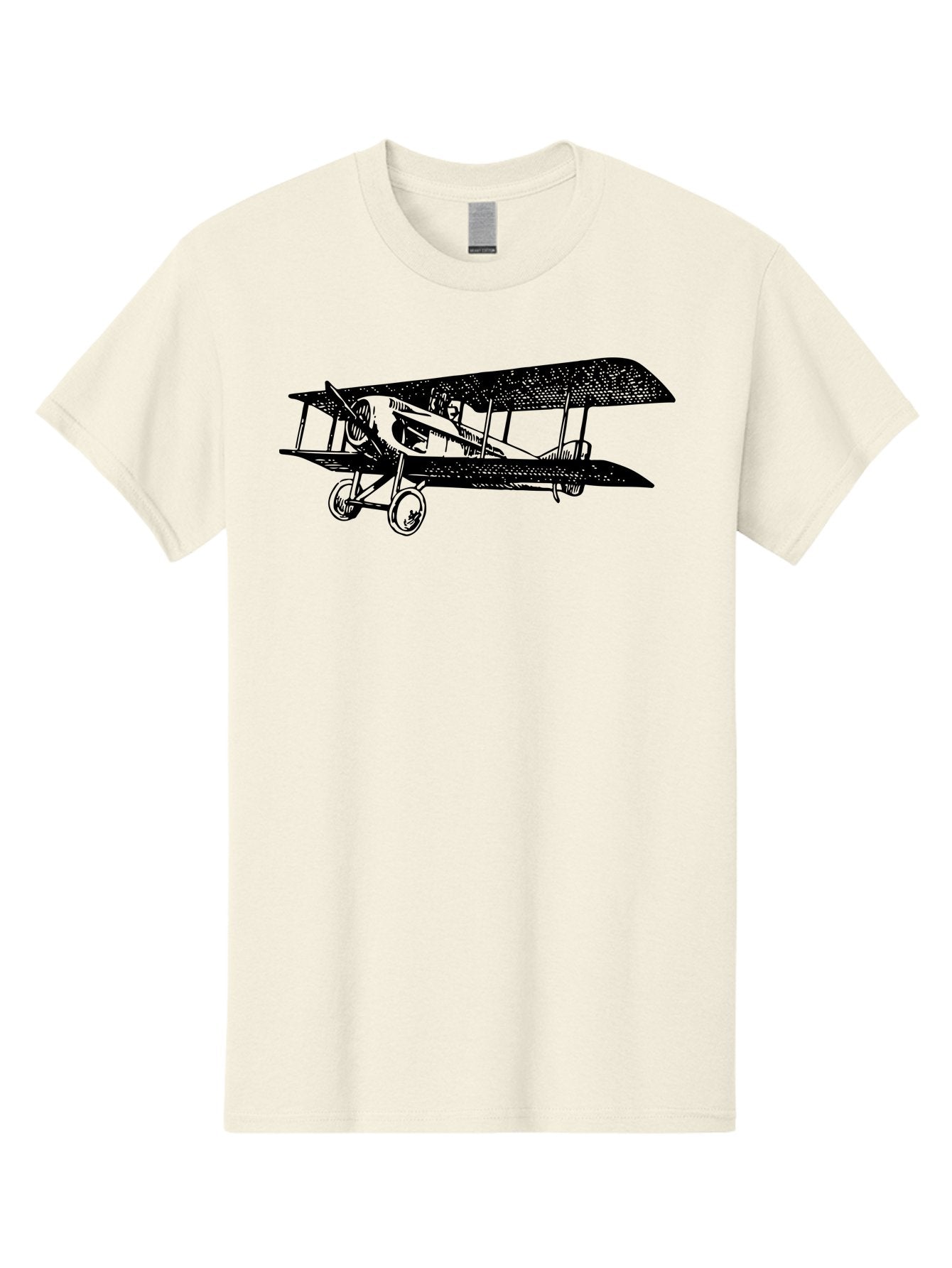 Biplane-Illustration Men'S Graphic Tee, 100% Cotton, Comfortable Casual Summer Wear, Machine Washable, Vintage Airplane, Classic Aircraft, Biplane Design, Historical Aviation, World War I, Military Aircraft, Sopwith Camel, Iconic Plane, Aad781