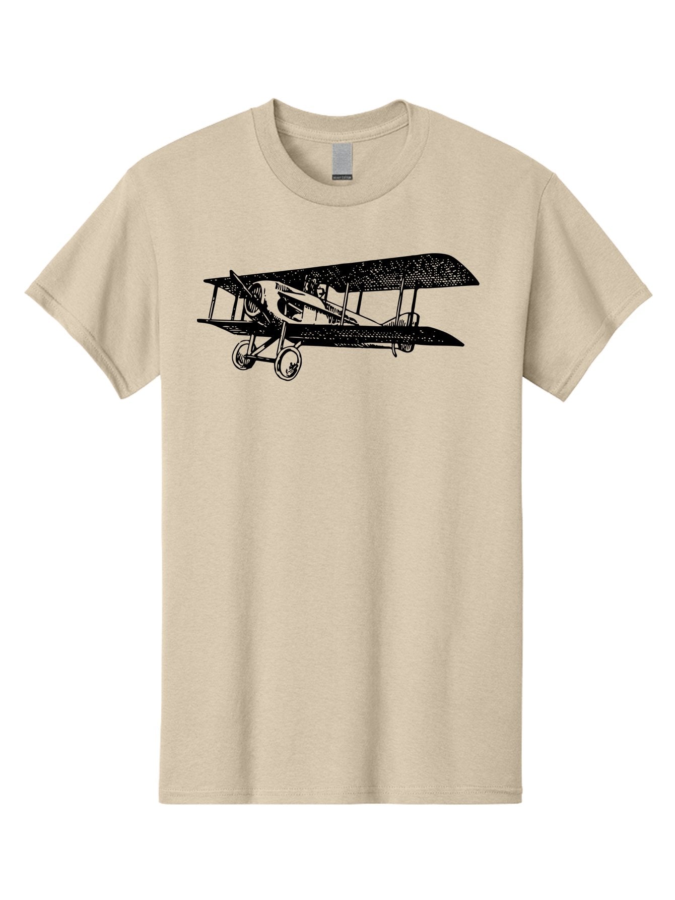 Biplane-Illustration Men'S Graphic Tee, 100% Cotton, Comfortable Casual Summer Wear, Machine Washable, Vintage Airplane, Classic Aircraft, Biplane Design, Historical Aviation, World War I, Military Aircraft, Sopwith Camel, Iconic Plane, Aad781 12