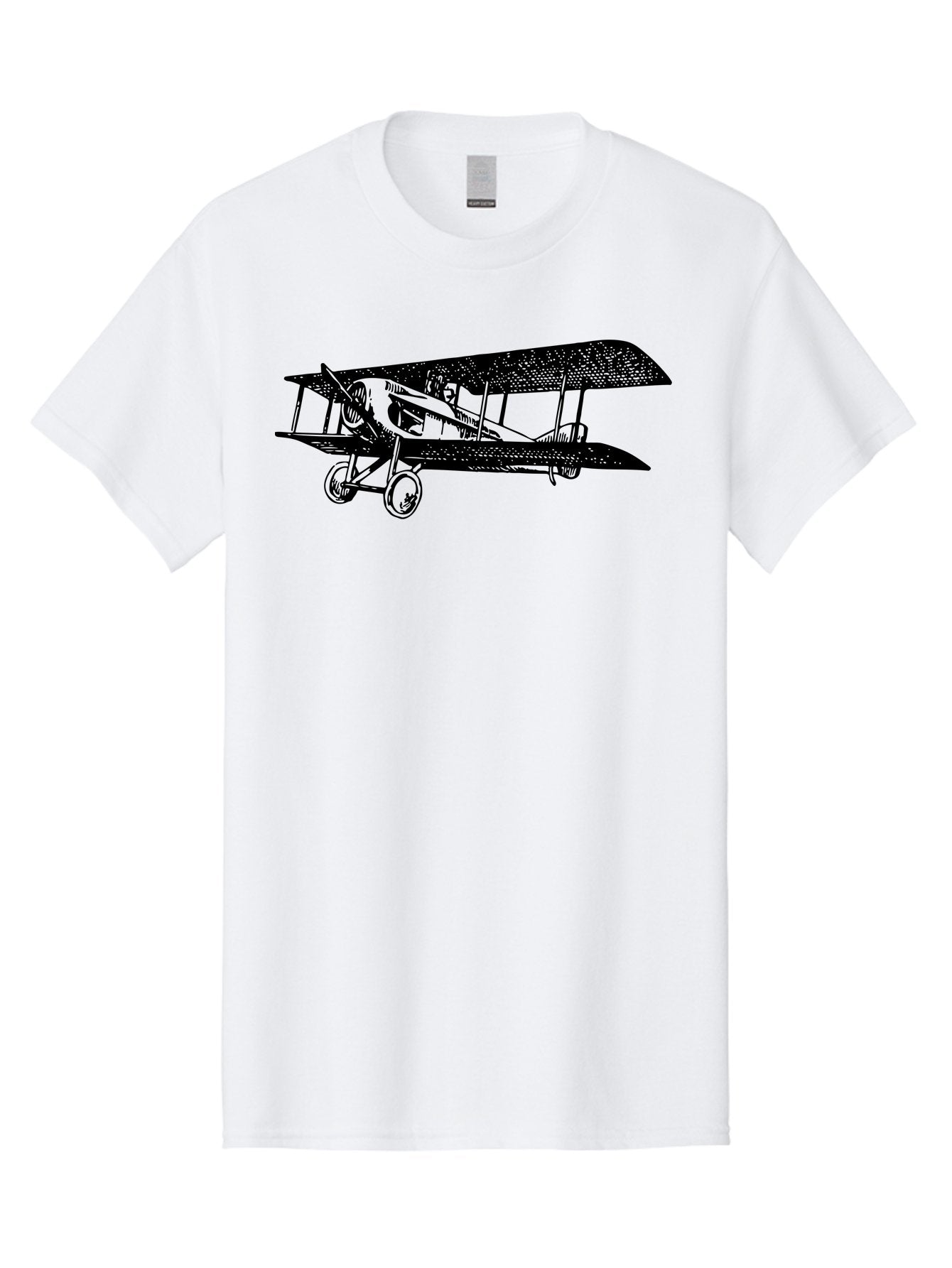 Biplane-Illustration Men'S Graphic Tee, 100% Cotton, Comfortable Casual Summer Wear, Machine Washable, Vintage Airplane, Classic Aircraft, Biplane Design, Historical Aviation, World War I, Military Aircraft, Sopwith Camel, Iconic Plane, Aad781 7