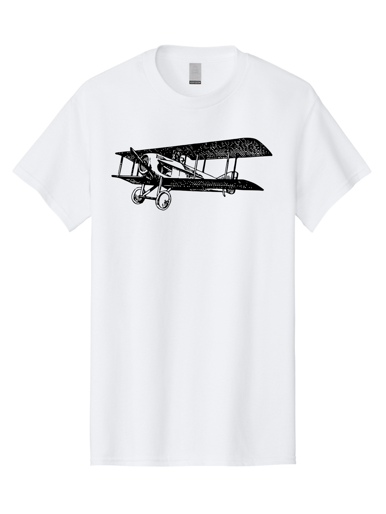Biplane-Illustration Men'S Graphic Tee, 100% Cotton, Comfortable Casual Summer Wear, Machine Washable, Vintage Airplane, Classic Aircraft, Biplane Design, Historical Aviation, World War I, Military Aircraft, Sopwith Camel, Iconic Plane, Aad781 25