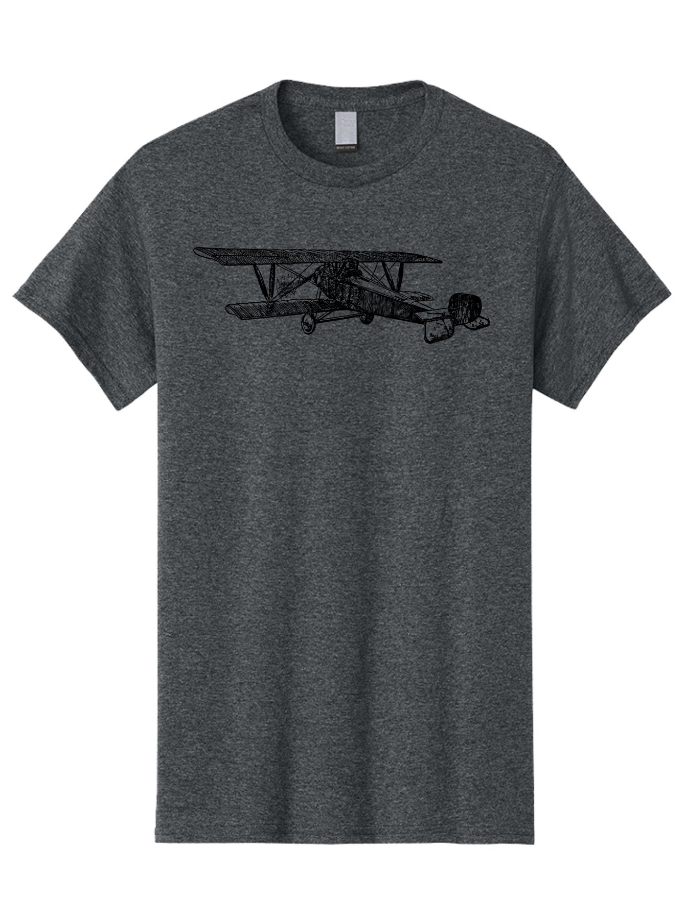 Biplane Men'S Graphic Tee, 100% Cotton, Comfortable Casual Summer Wear, Machine Washable, Vintage Airplane, Biplane Design, Sketch Art, Aviation History, Classic Aircraft, Retro Flying Machine, Nostalgic Transport Aad782 3