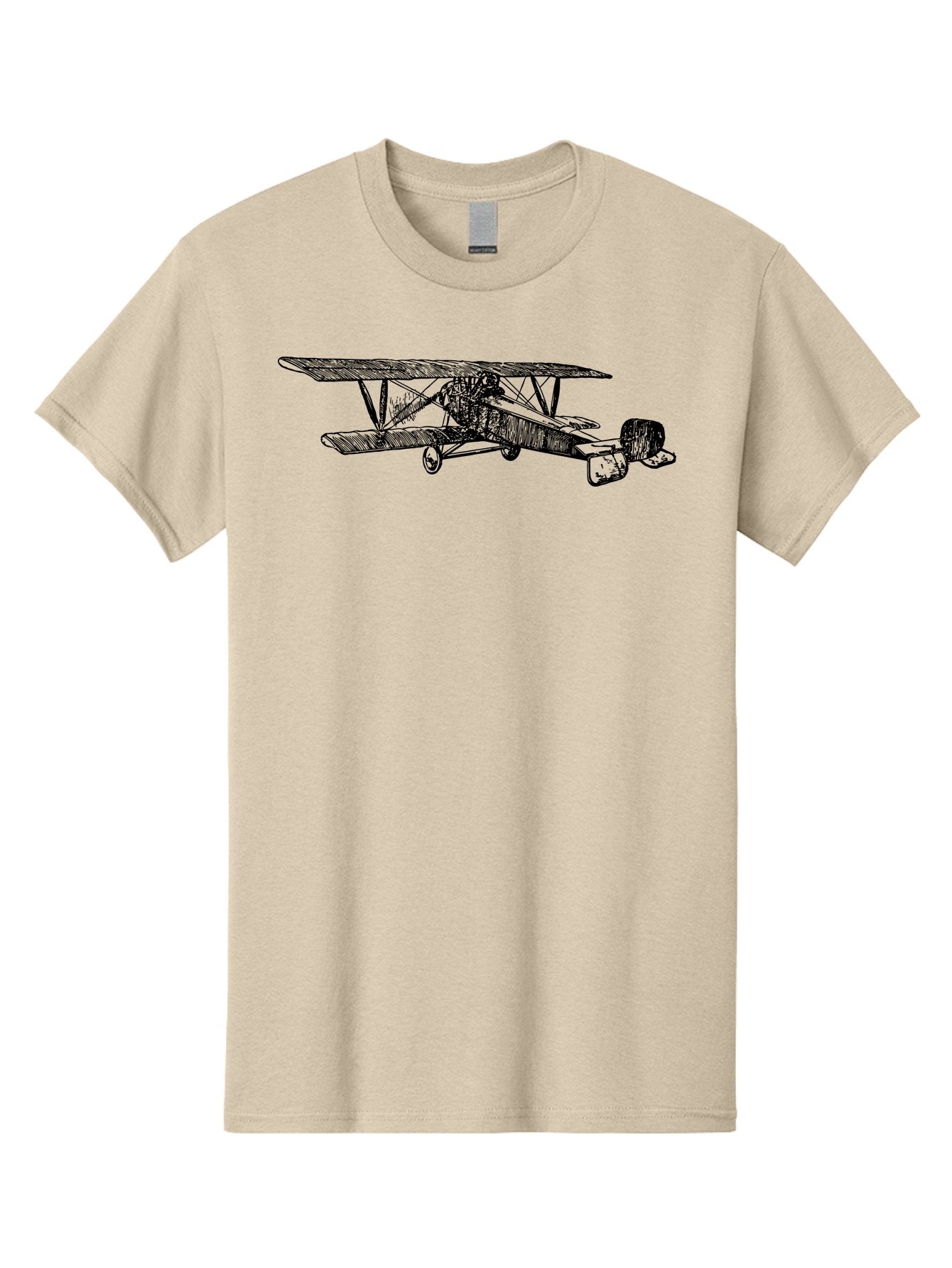 Biplane Men'S Graphic Tee, 100% Cotton, Comfortable Casual Summer Wear, Machine Washable, Vintage Airplane, Biplane Design, Sketch Art, Aviation History, Classic Aircraft, Retro Flying Machine, Nostalgic Transport Aad782 13