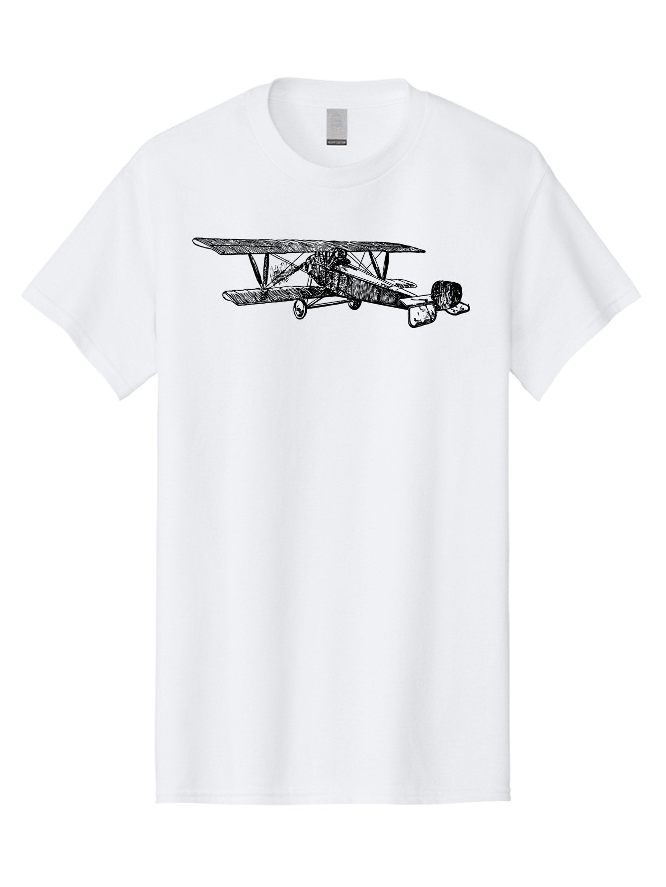 Biplane Men'S Graphic Tee, 100% Cotton, Comfortable Casual Summer Wear, Machine Washable, Vintage Airplane, Biplane Design, Sketch Art, Aviation History, Classic Aircraft, Retro Flying Machine, Nostalgic Transport Aad782